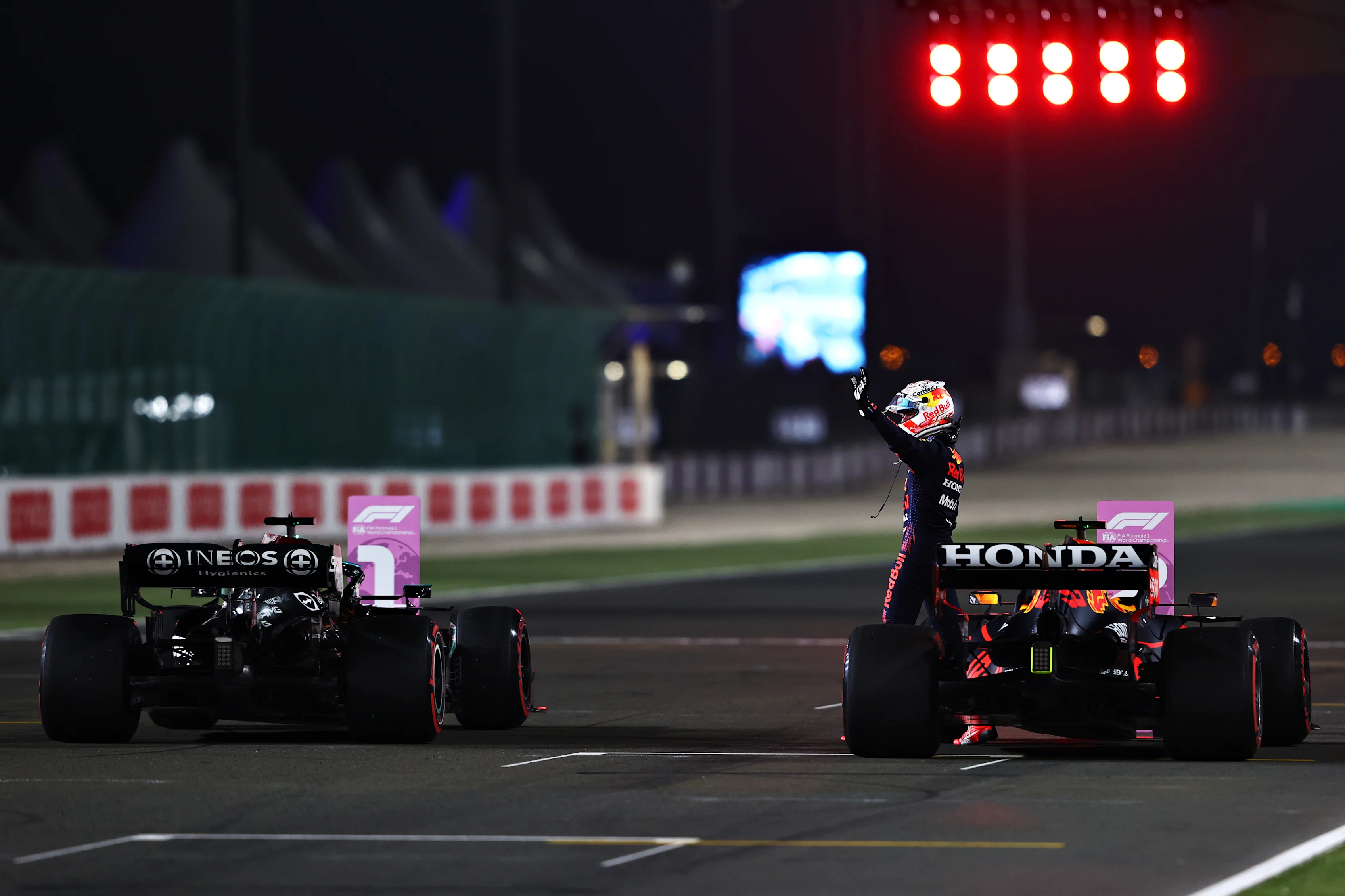 DOHA, QATAR - NOVEMBER 20: Second place qualifier Max Verstappen of Netherlands and Red Bull Racing