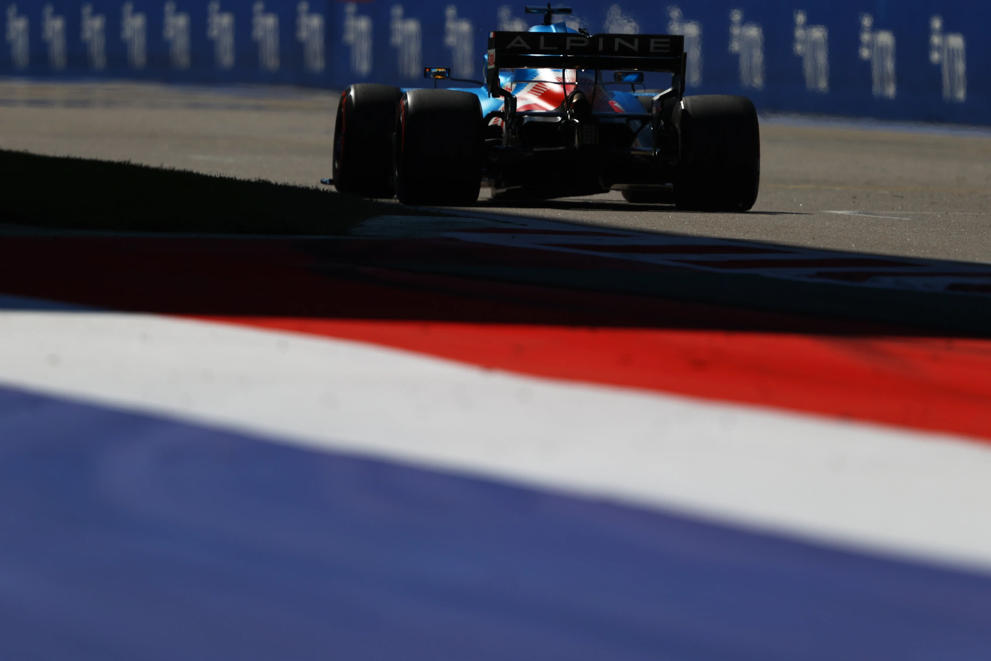 SOCHI, RUSSIA - SEPTEMBER 24: Fernando Alonso of Spain driving the (14) Alpine A521 Renault during practice ahead of the F1 Grand Prix of Russia at Sochi Autodrom on September 24, 2021 in Sochi, Russia. (Photo by Bryn Lennon/Getty Images)