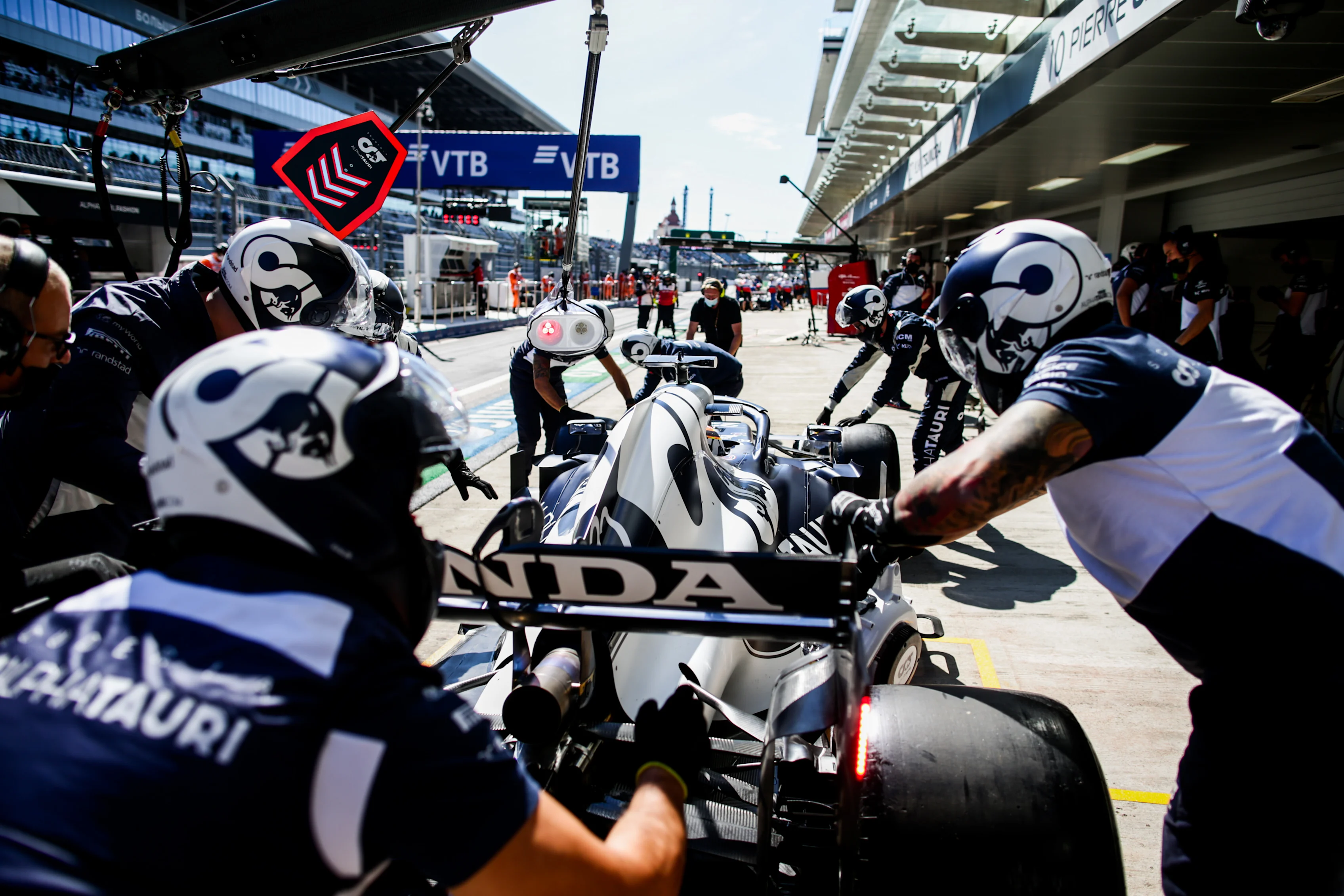 SOCHI, RUSSIA - SEPTEMBER 24: Yuki Tsunoda of Scuderia AlphaTauri and Japan  during practice ahead of the F1 Grand Prix of Russia at Sochi Autodrom on September 24, 2021 in Sochi, Russia. (Photo by Peter Fox/Getty Images)
