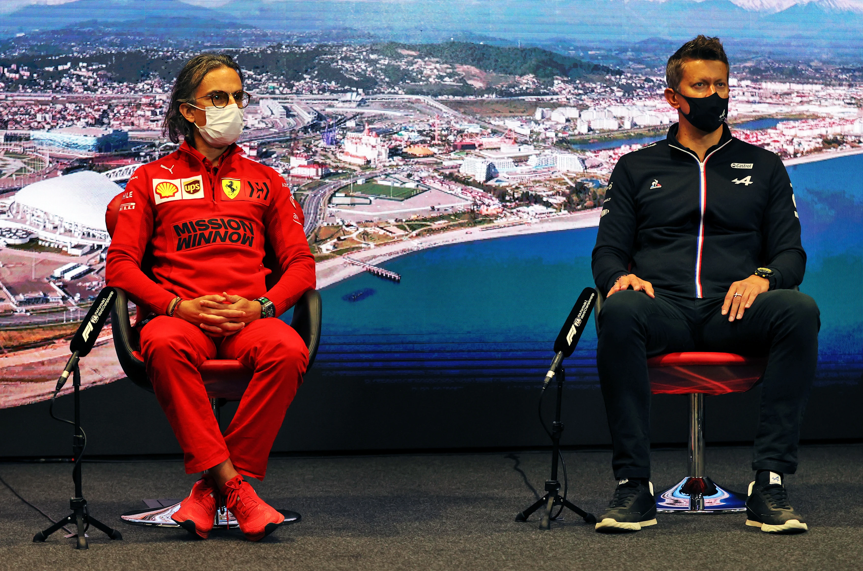 SOCHI, RUSSIA - SEPTEMBER 24: Laurent Mekies, Scuderia Ferrari Sporting Director and Marcin