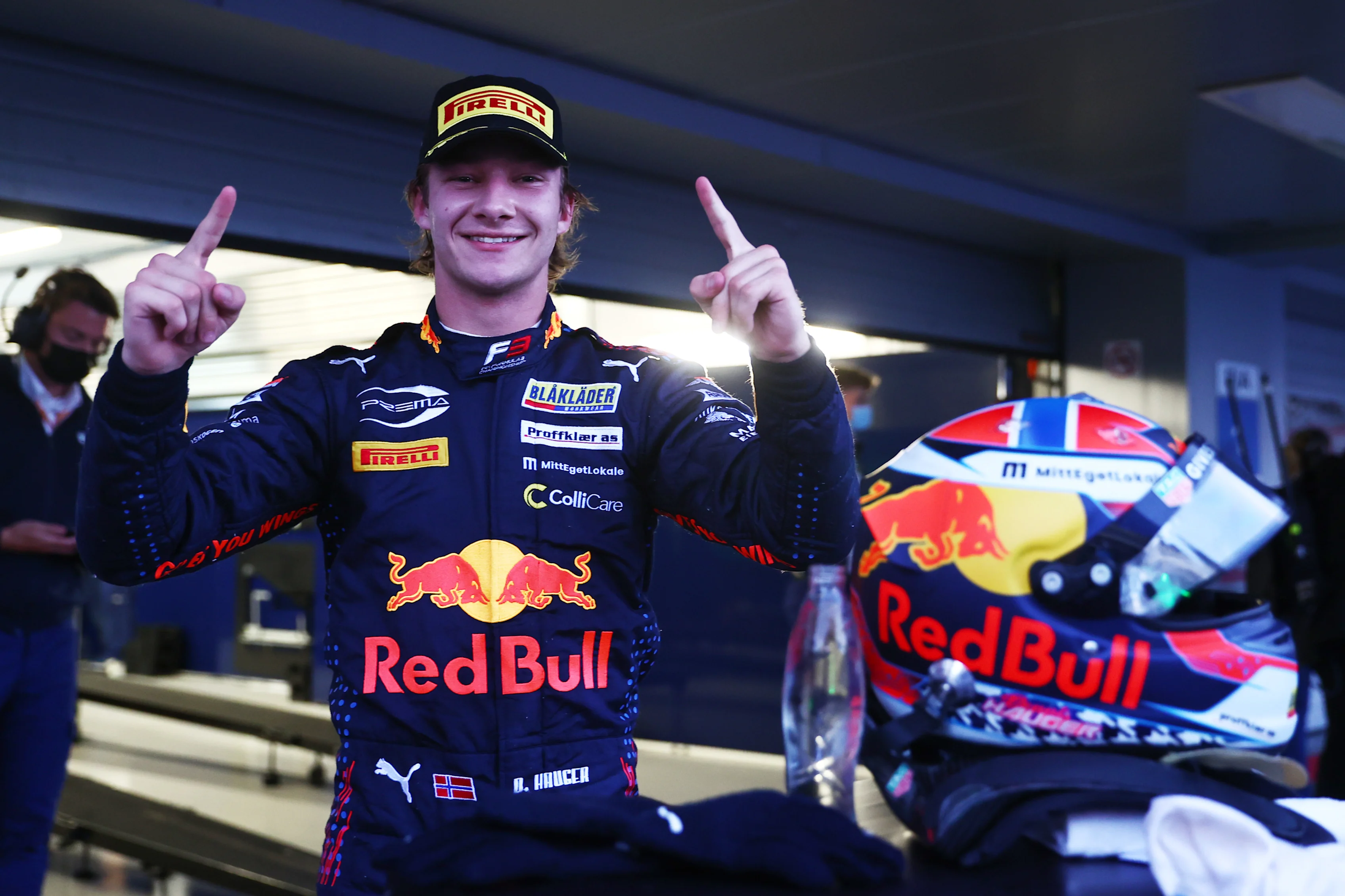 SOCHI, RUSSIA - SEPTEMBER 24: Second placed Dennis Hauger of Norway and Prema Racing celebrates