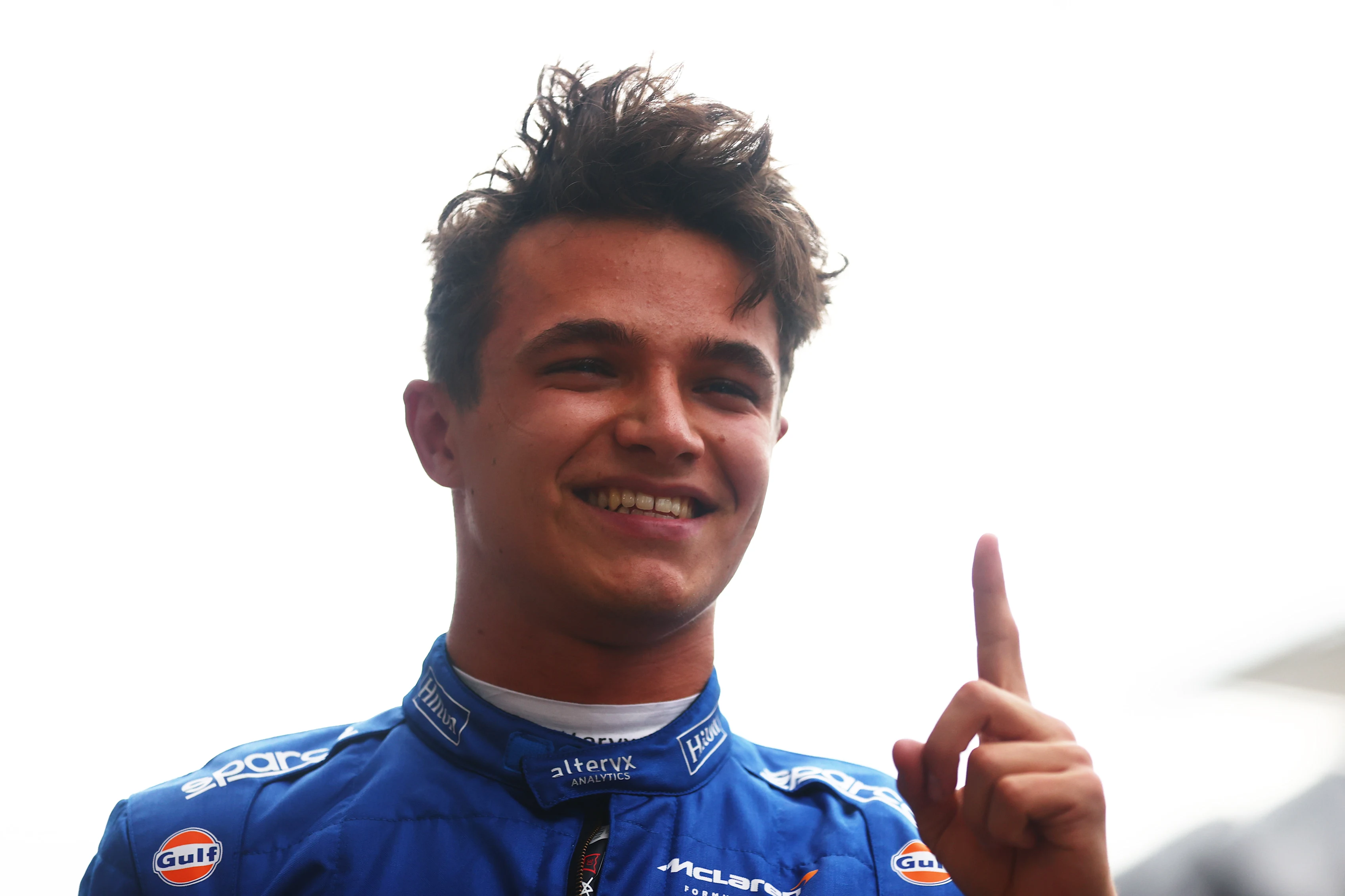 SOCHI, RUSSIA - SEPTEMBER 25: Pole position qualifier Lando Norris of Great Britain and McLaren F1