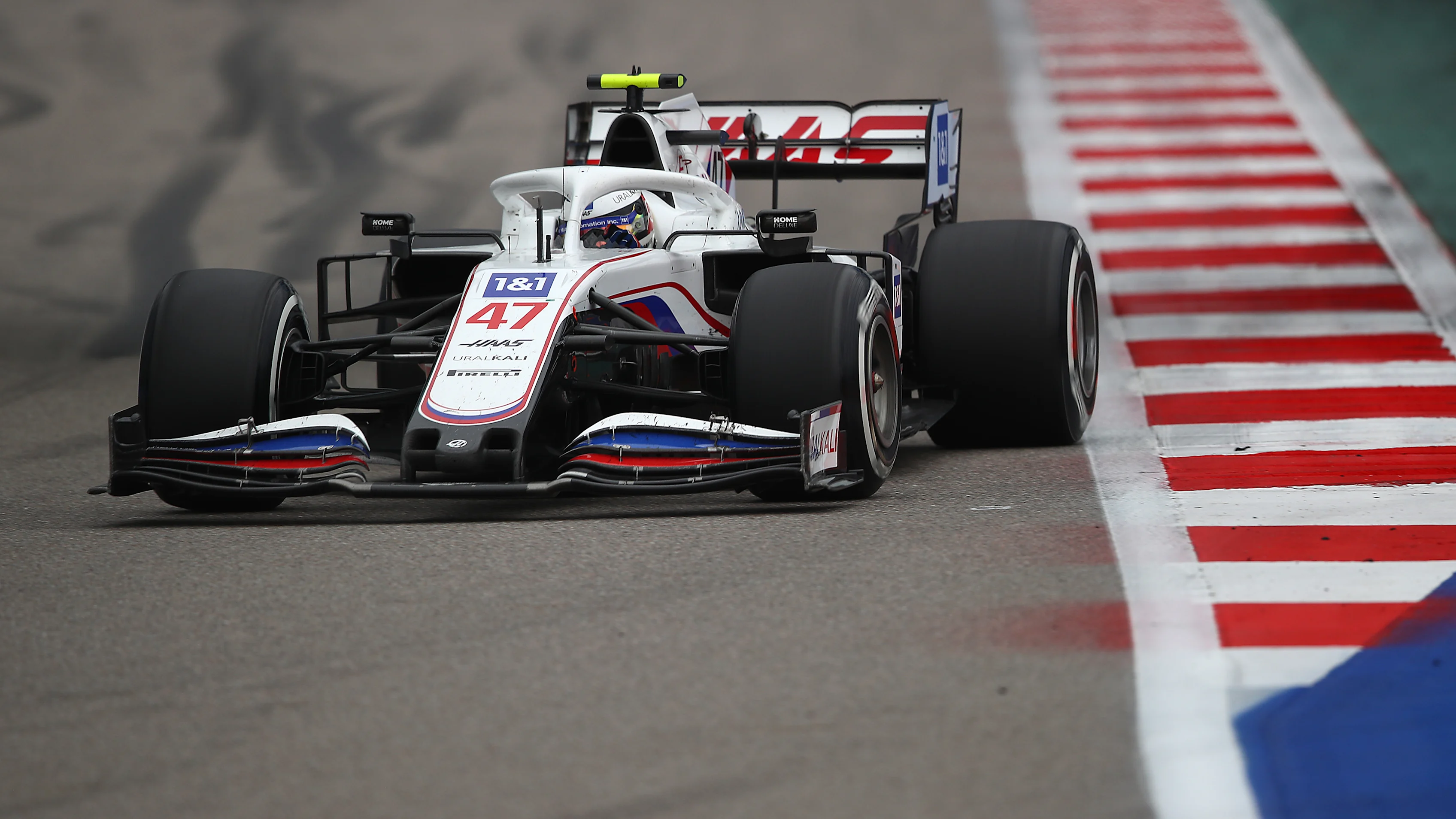 SOCHI, RUSSIA - SEPTEMBER 26: Mick Schumacher of Germany driving the (47) Haas F1 Team VF-21 Ferrari during the F1 Grand Prix of Russia at Sochi Autodrom on September 26, 2021 in Sochi, Russia. (Photo by Joe Portlock - Formula 1/Formula 1 via Getty Images)