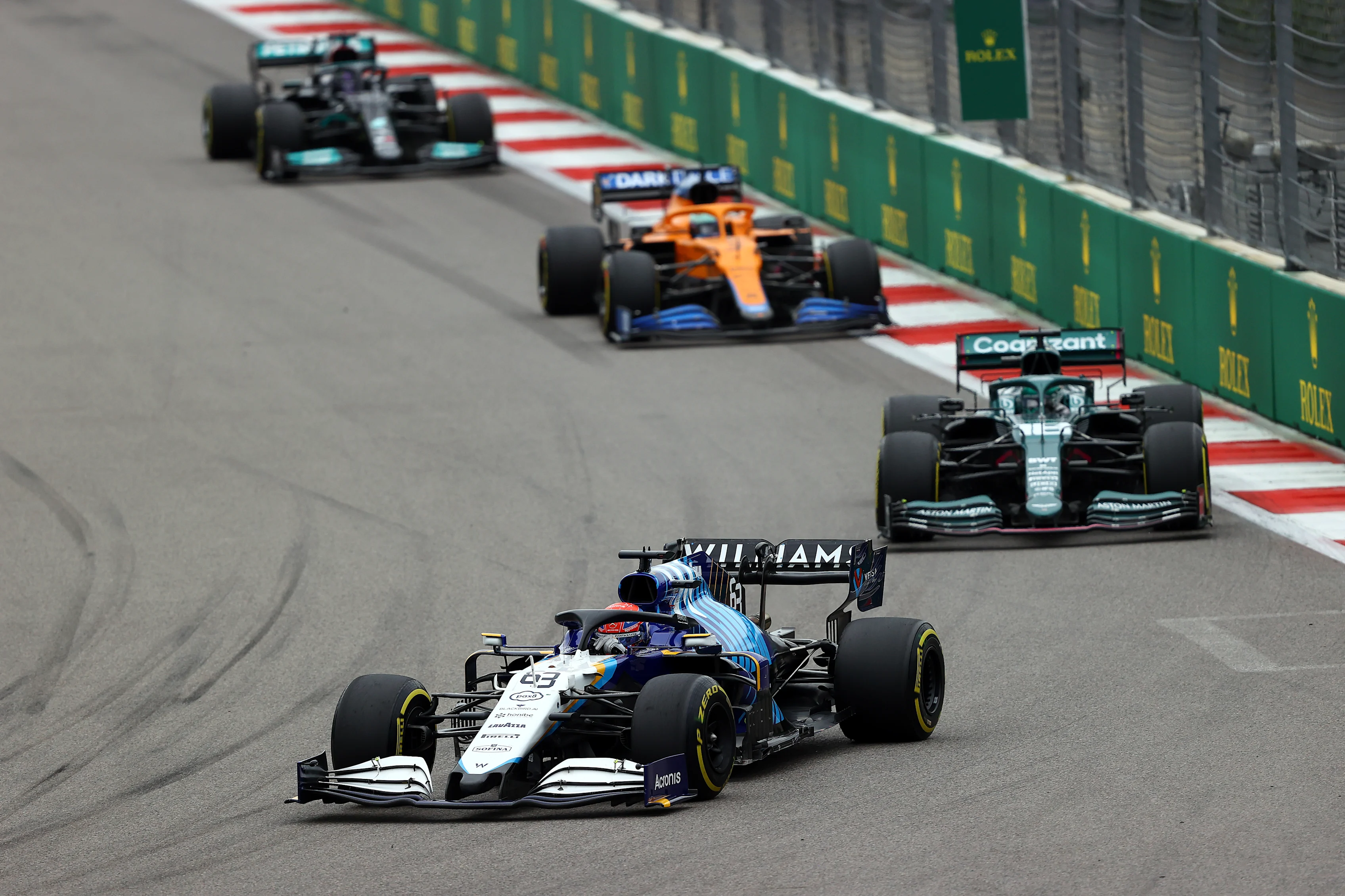 SOCHI, RUSSIA - SEPTEMBER 26: George Russell of Great Britain driving the (63) Williams Racing