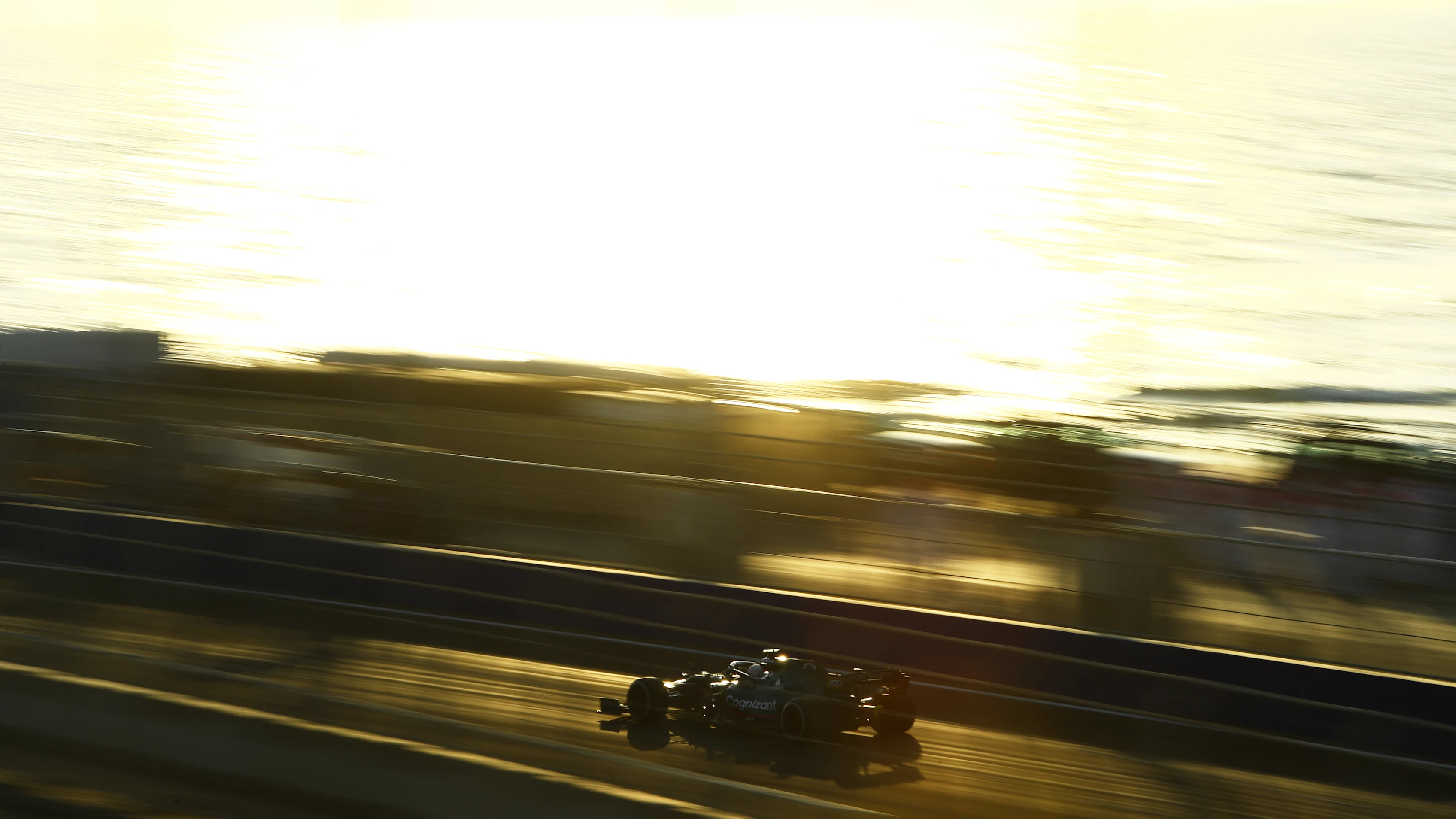 JEDDAH, SAUDI ARABIA - DECEMBER 03: Sebastian Vettel of Germany driving the (5) Aston Martin AMR21 Mercedes during practice ahead of the F1 Grand Prix of Saudi Arabia at Jeddah Corniche Circuit on December 03, 2021 in Jeddah, Saudi Arabia. (Photo by Rudy Carezzevoli - Formula 1/Formula 1 via Getty Images)