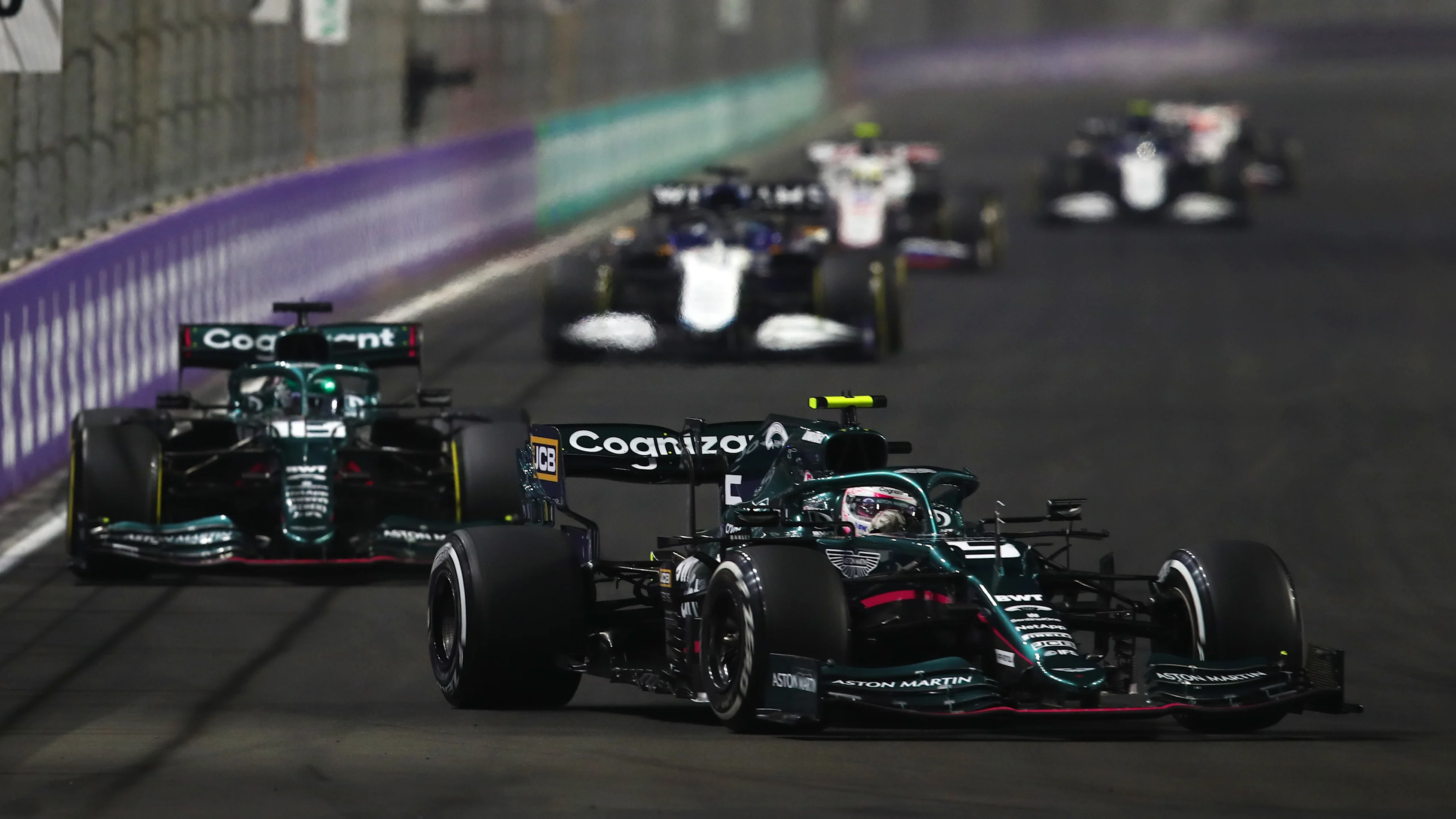 JEDDAH, SAUDI ARABIA - DECEMBER 05: Sebastian Vettel of Germany driving the (5) Aston Martin AMR21