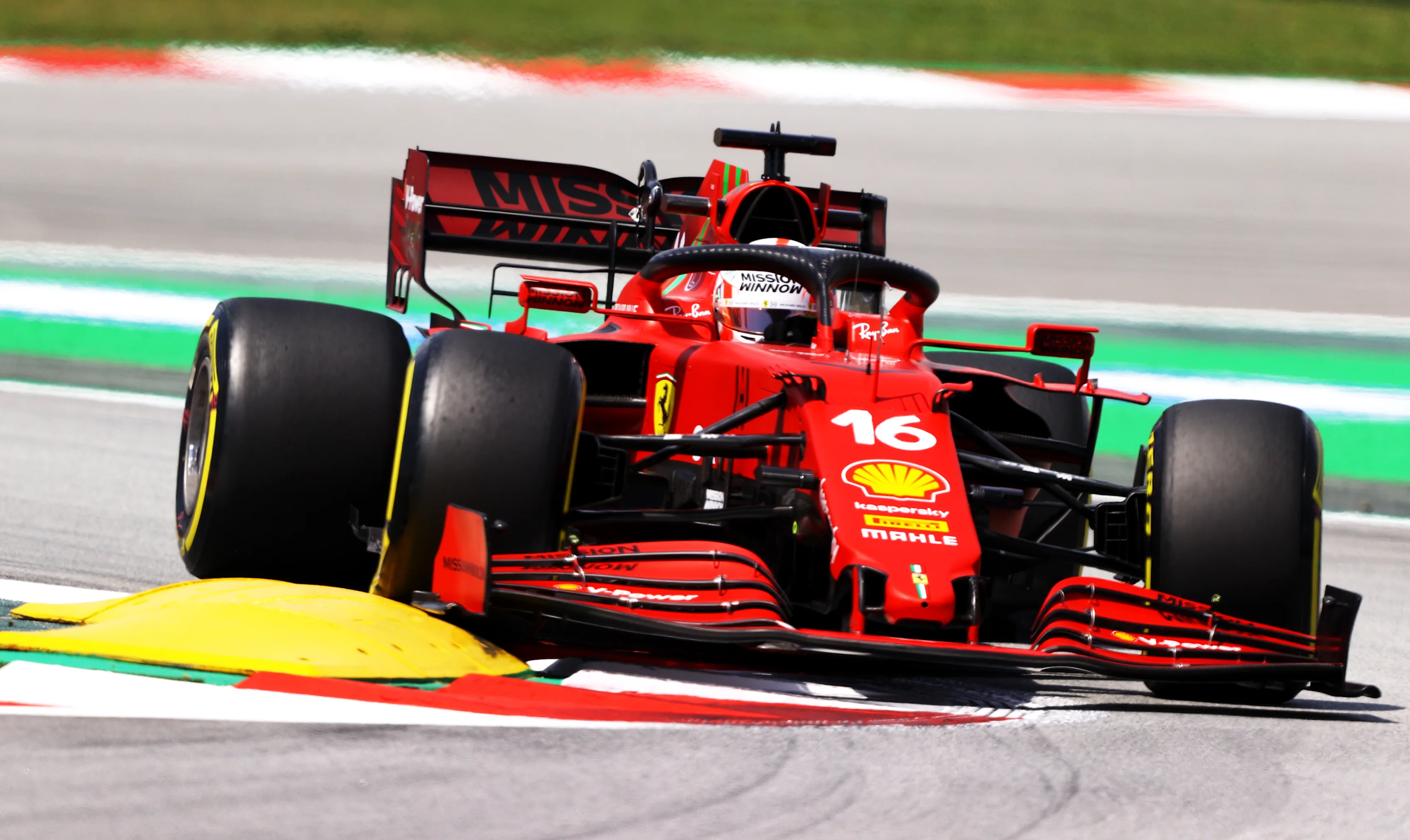 BARCELONA, SPAIN - MAY 07: Charles Leclerc of Monaco driving the (16) Scuderia Ferrari SF21 drives