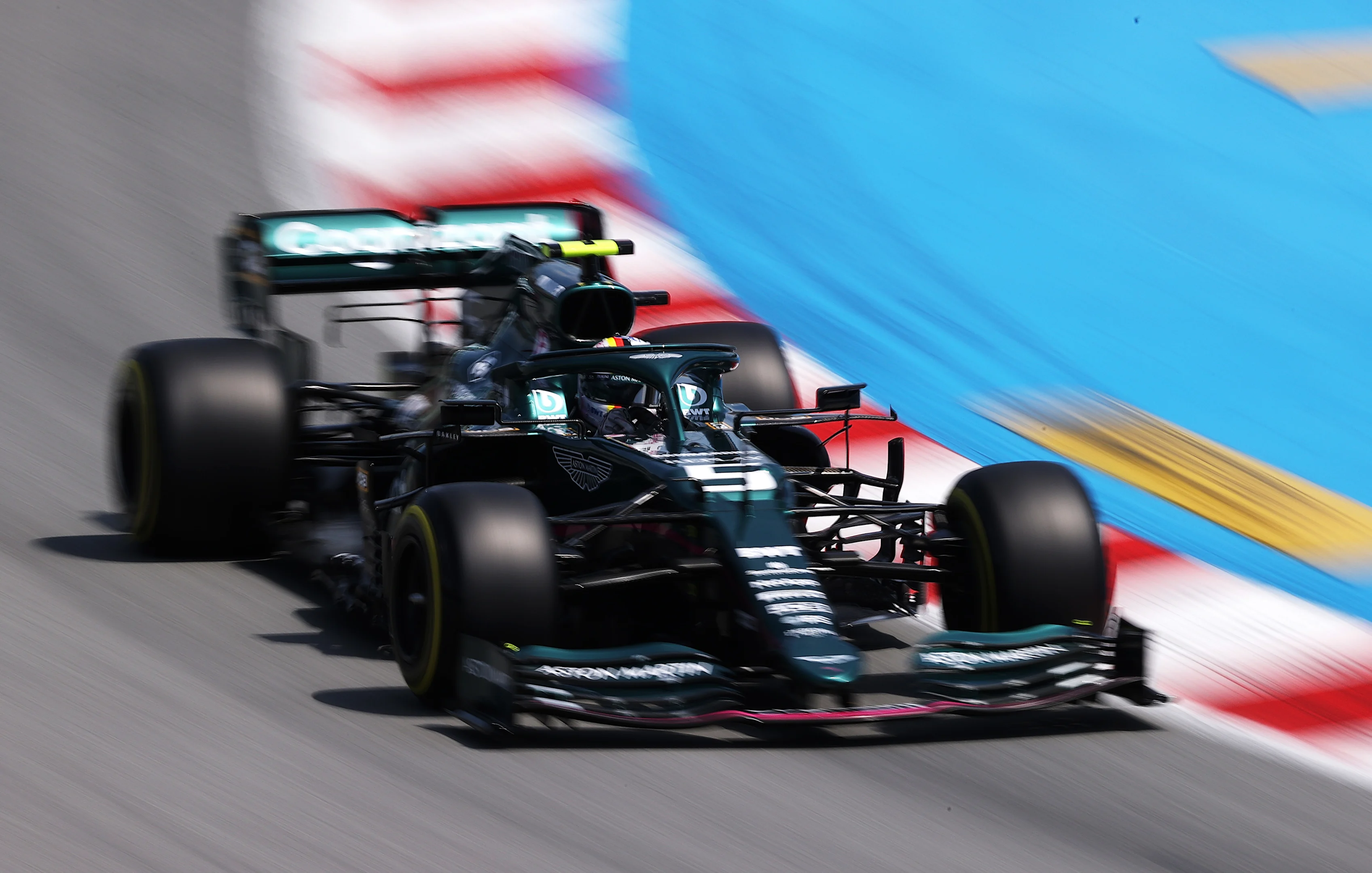 BARCELONA, SPAIN - MAY 07: Sebastian Vettel of Germany driving the (5) Aston Martin AMR21 Mercedes