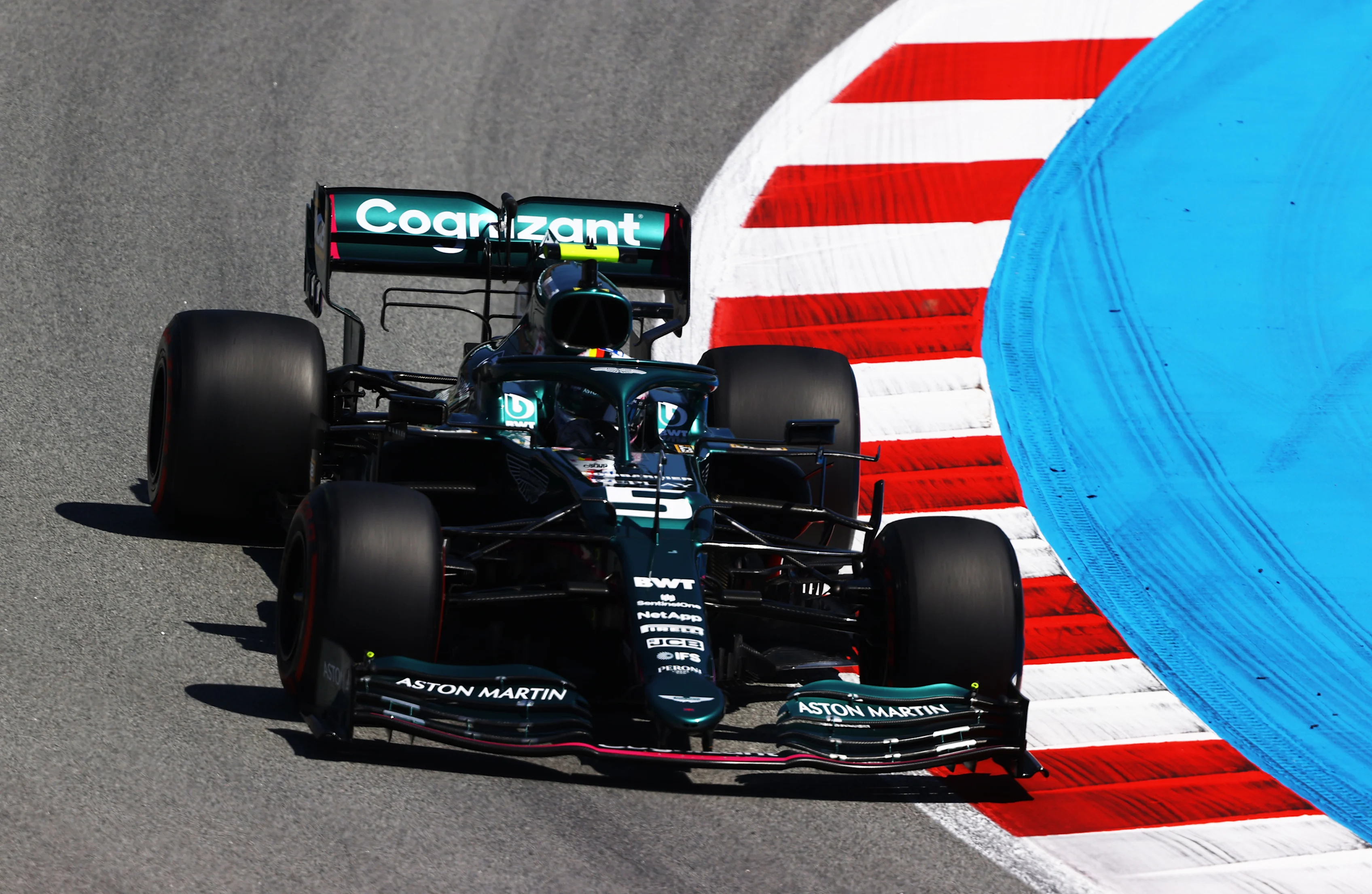 BARCELONA, SPAIN - MAY 08: Sebastian Vettel of Germany driving the (5) Aston Martin AMR21 Mercedes