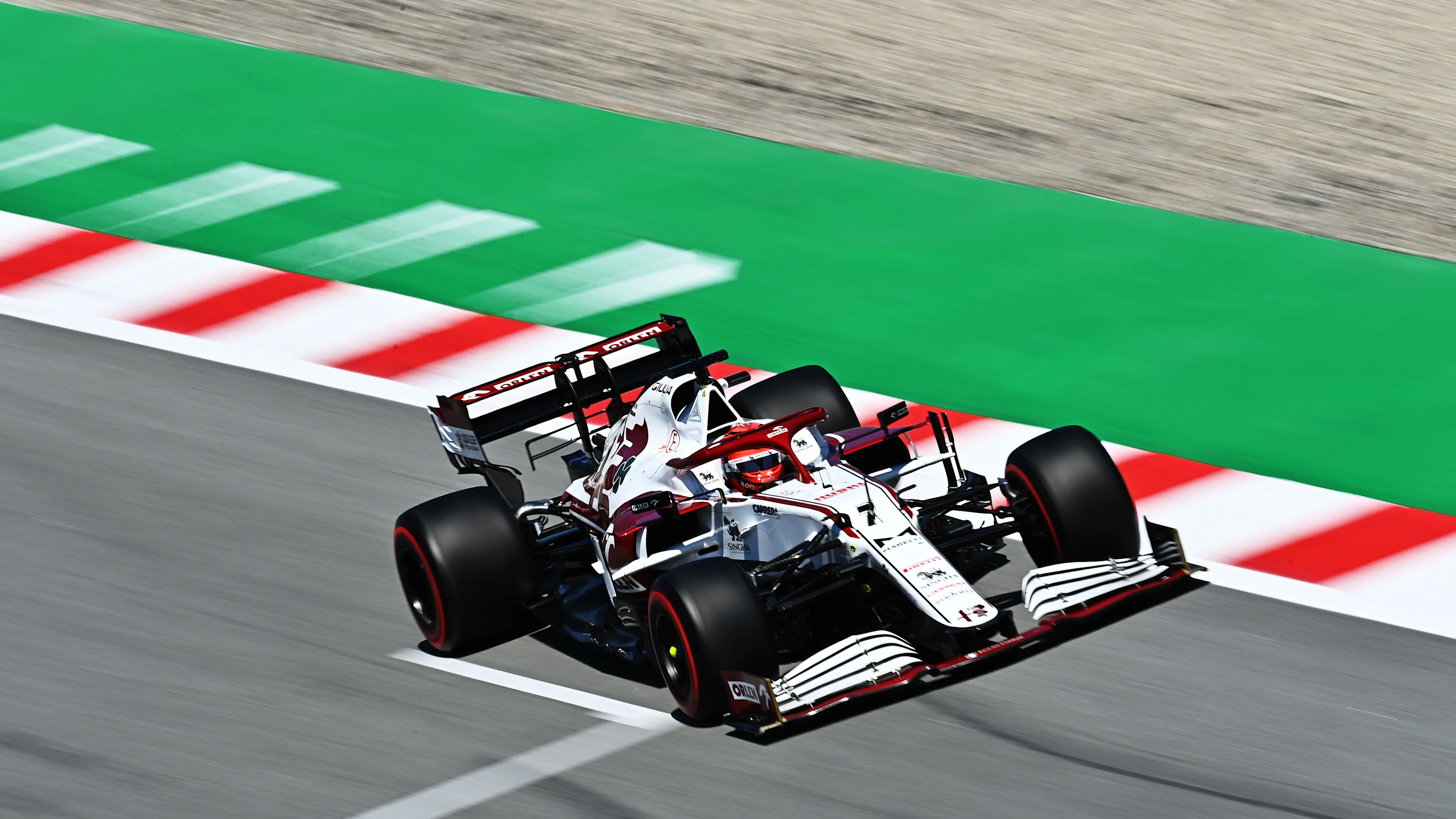 BARCELONA, SPAIN - MAY 08: Kimi Raikkonen of Finland driving the (7) Alfa Romeo Racing C41 Ferrari