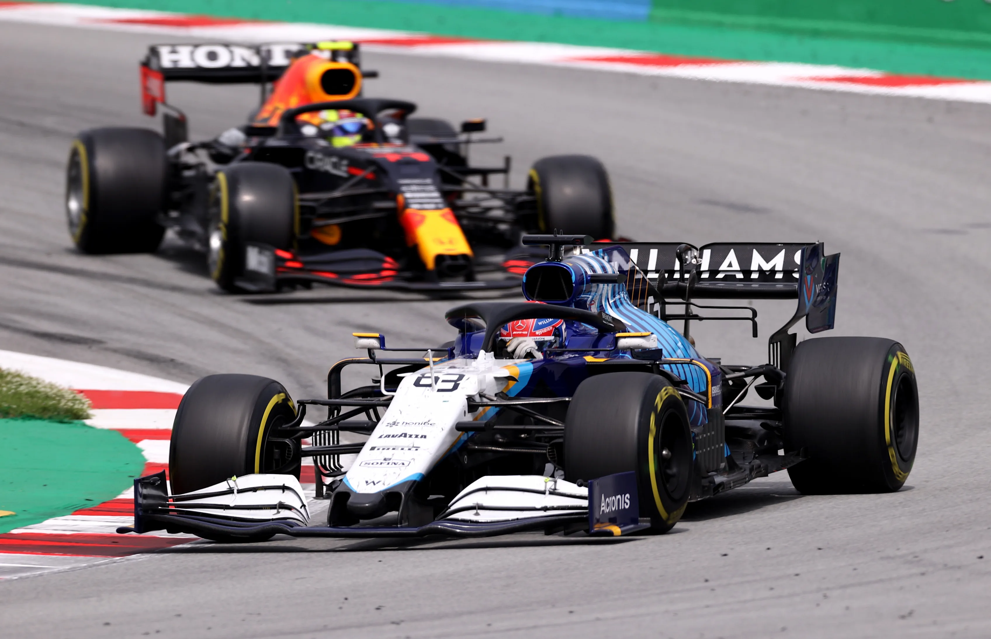 BARCELONA, SPAIN - MAY 09: George Russell of Great Britain driving the (63) Williams Racing FW43B