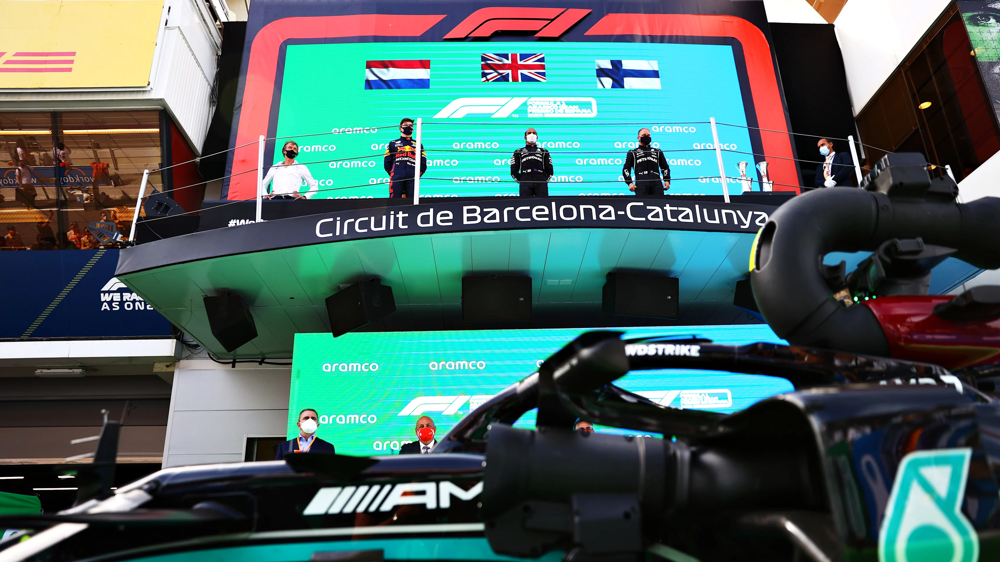 BARCELONA, SPAIN - MAY 09: Second placed Max Verstappen of Netherlands and Red Bull Racing, race