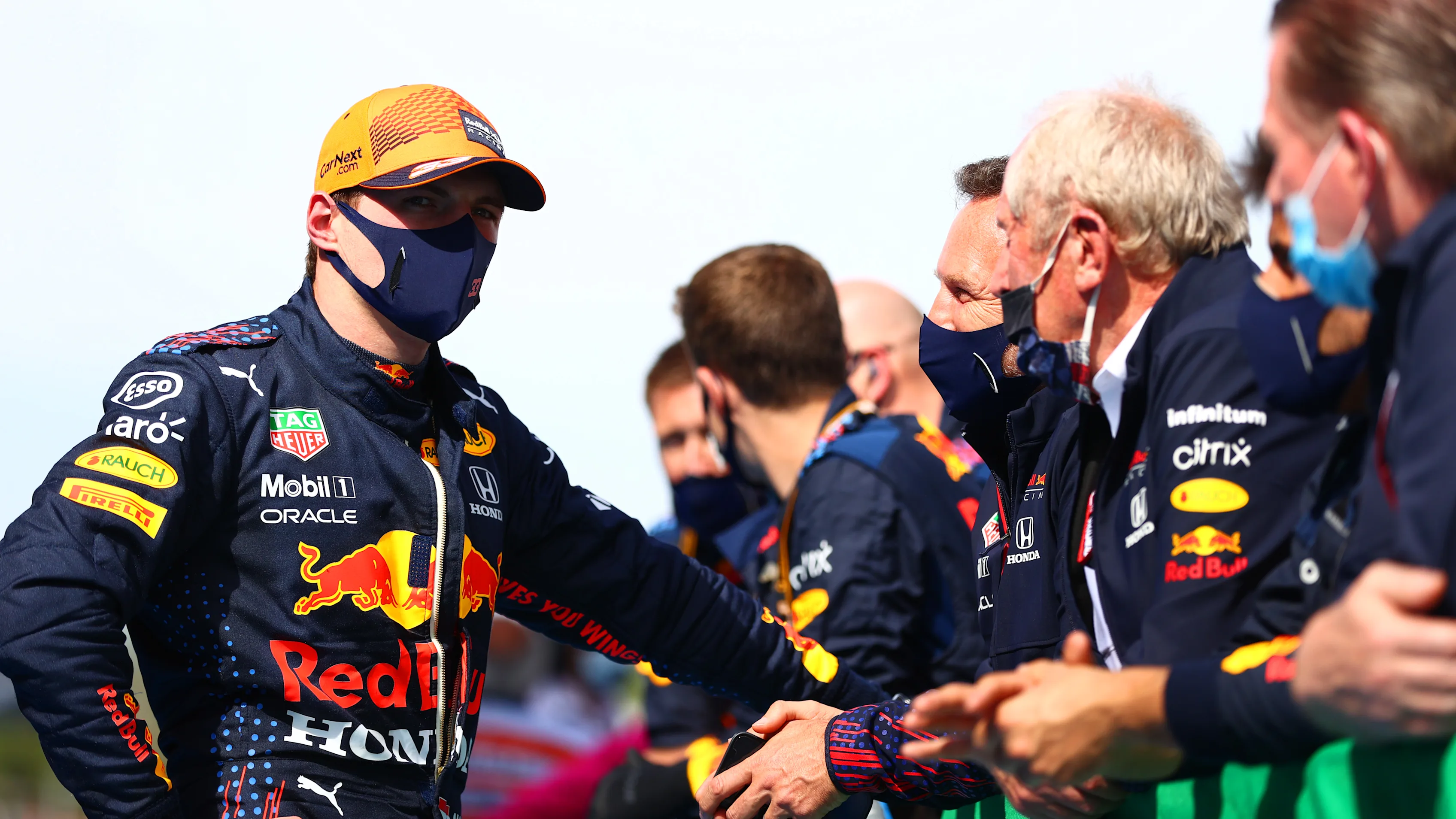 BARCELONA, SPAIN - MAY 09:  Max Verstappen of the Netherlands and Red Bull Racing speaks with Red