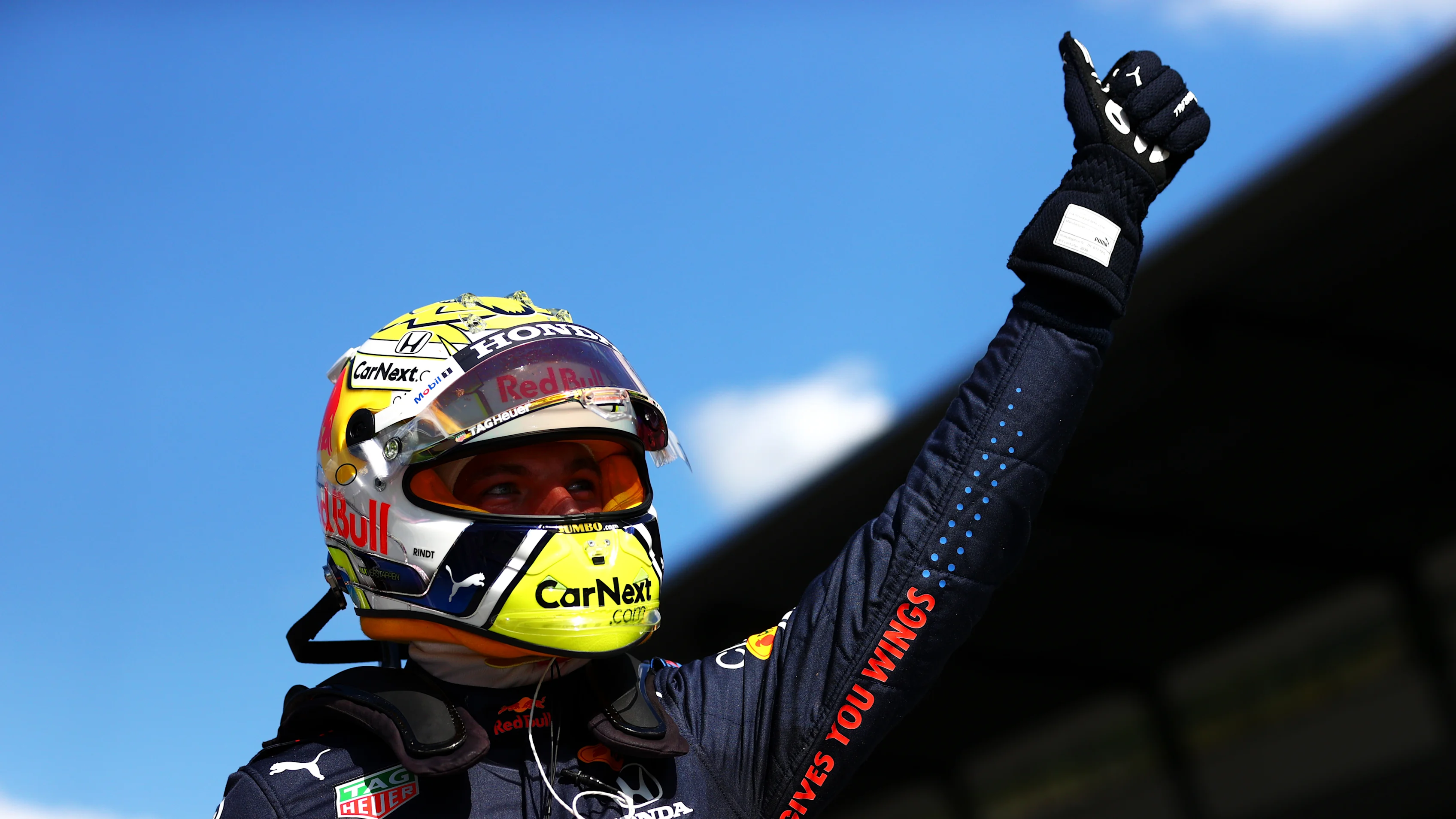 SPIELBERG, AUSTRIA - JUNE 26: Pole position qualifier Max Verstappen of Netherlands and Red Bull