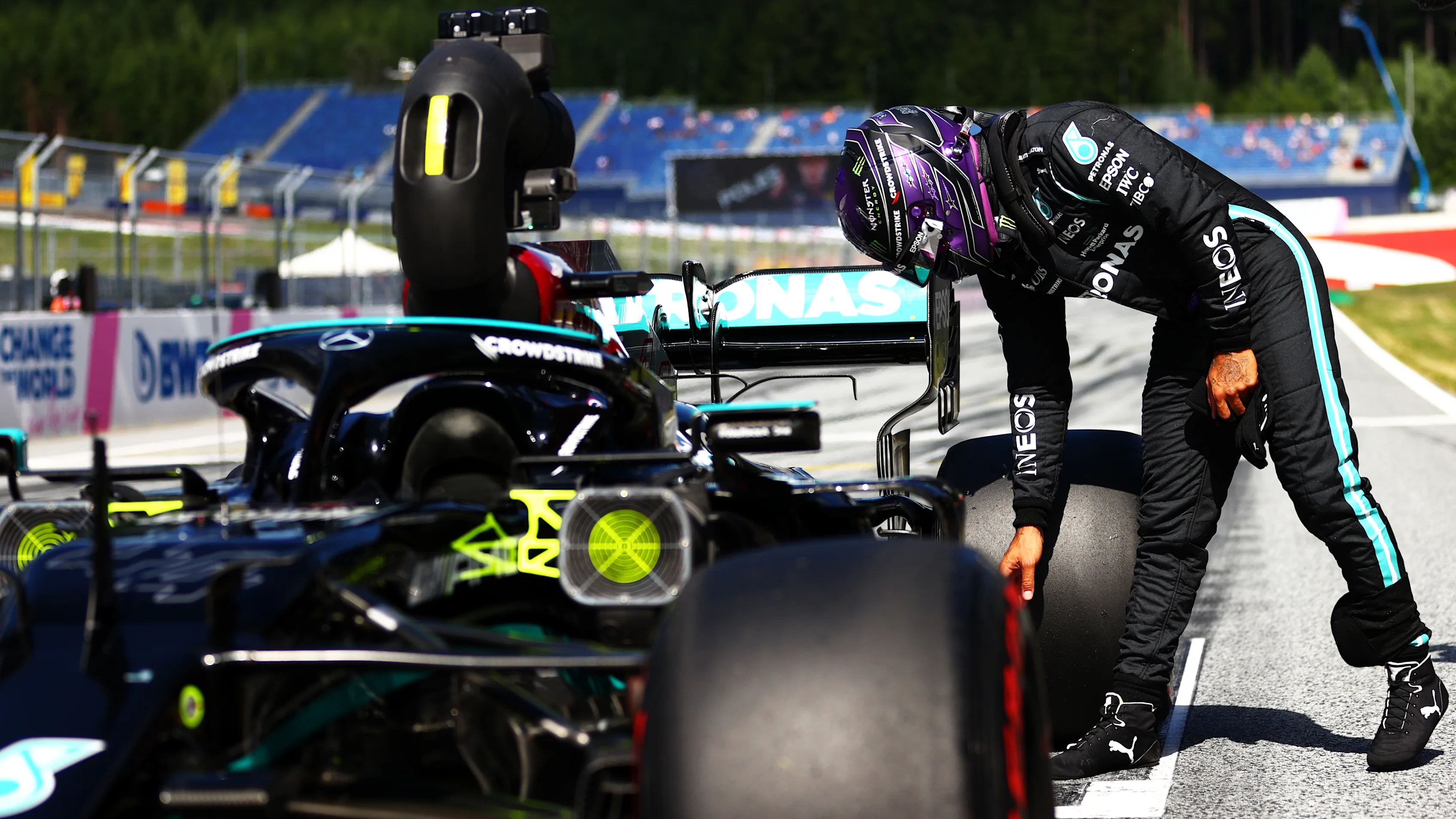 SPIELBERG, AUSTRIA - JUNE 26: Third place qualifier Lewis Hamilton of Great Britain and Mercedes GP