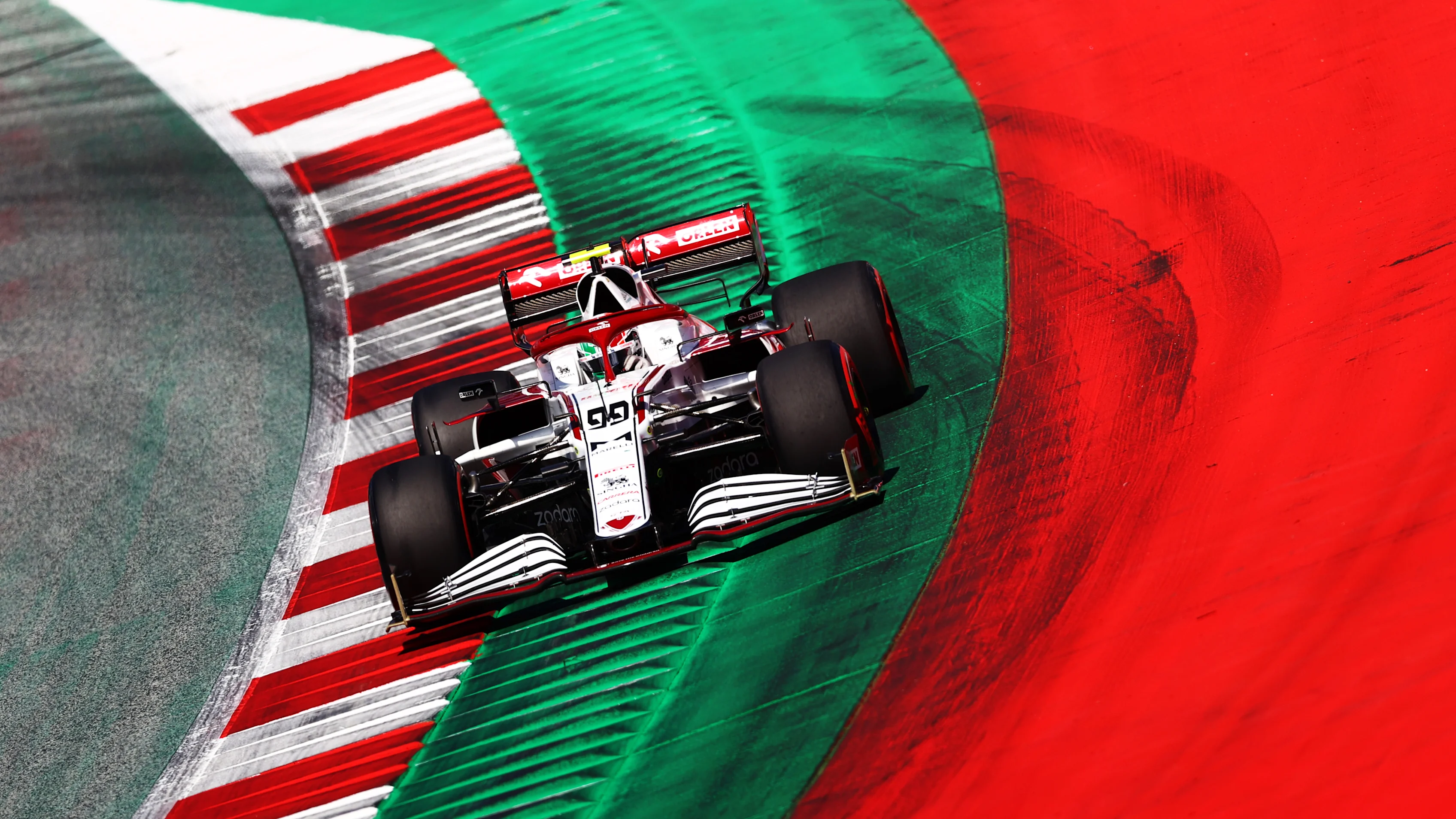 SPIELBERG, AUSTRIA - JUNE 26: Antonio Giovinazzi of Italy driving the (99) Alfa Romeo Racing C41 Ferrari on track during qualifying ahead of the F1 Grand Prix of Styria at Red Bull Ring on June 26, 2021 in Spielberg, Austria. (Photo by Dan Istitene - Formula 1/Formula 1 via Getty Images)