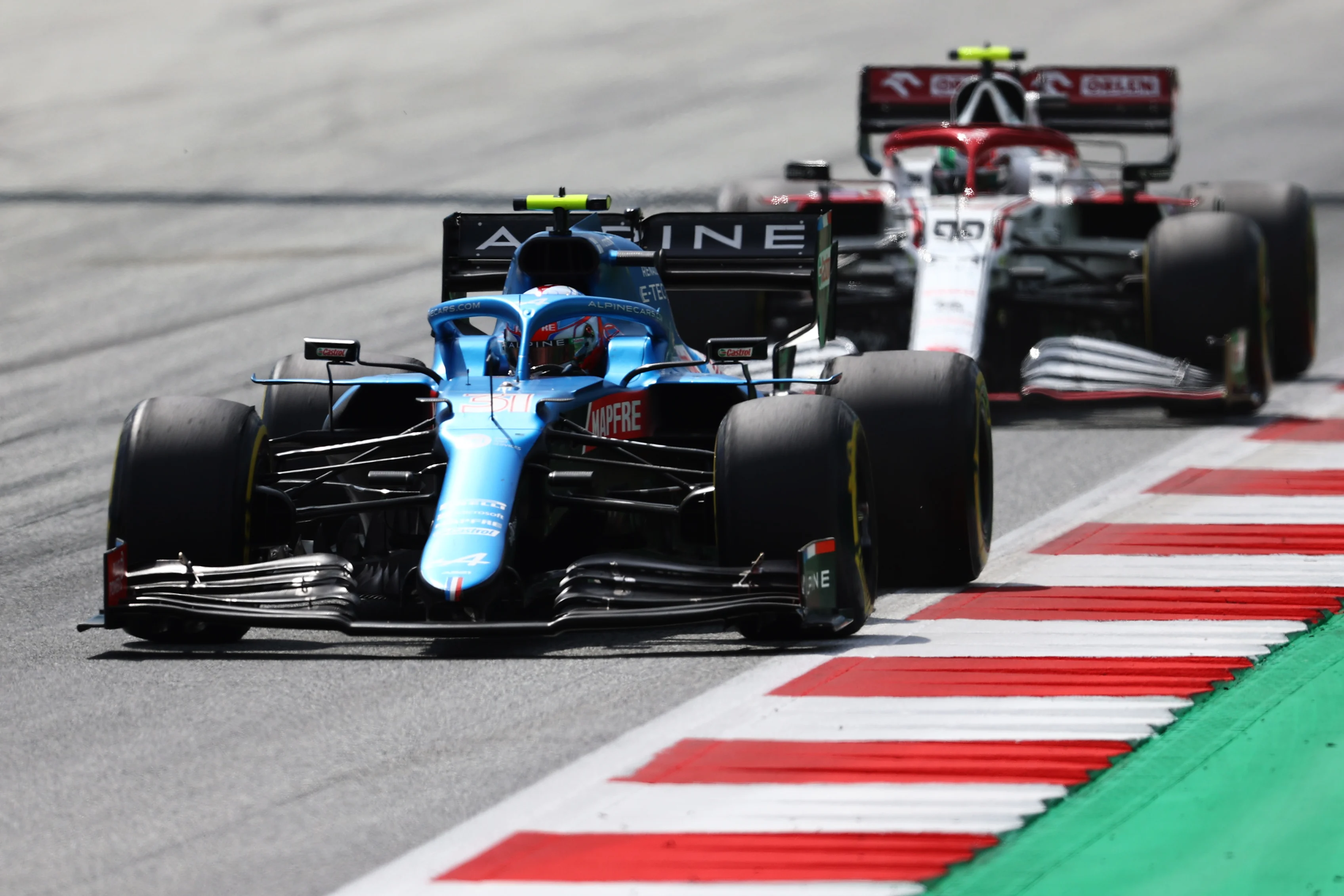 SPIELBERG, AUSTRIA - JUNE 27: Esteban Ocon of France driving the (31) Alpine A521 Renault during the F1 Grand Prix of Styria at Red Bull Ring on June 27, 2021 in Spielberg, Austria. (Photo by Clive Rose/Getty Images)