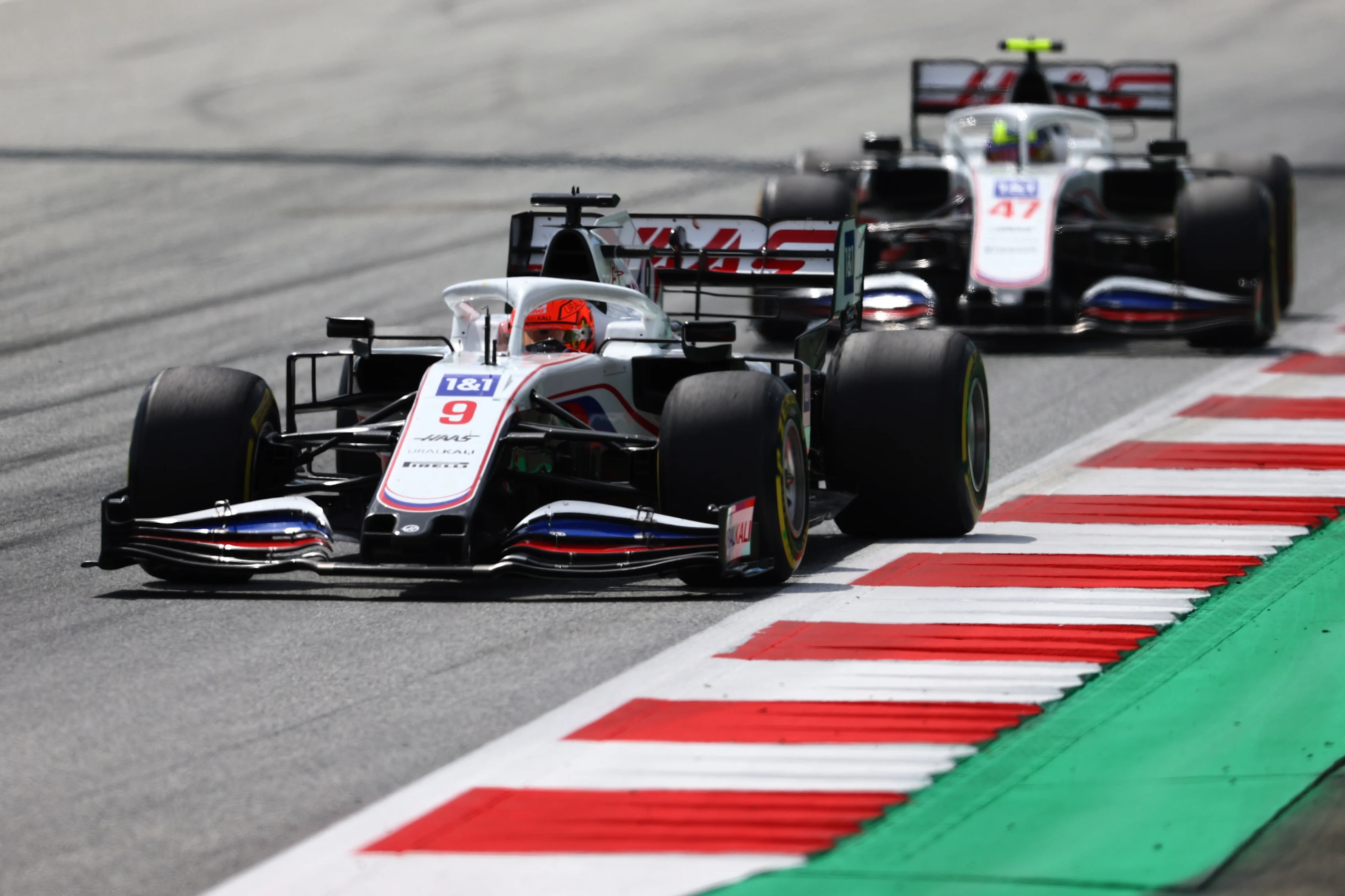 SPIELBERG, AUSTRIA - JUNE 27: Nikita Mazepin of Russia driving the (9) Haas F1 Team VF-21 Ferrari during the F1 Grand Prix of Styria at Red Bull Ring on June 27, 2021 in Spielberg, Austria. (Photo by Clive Rose/Getty Images)