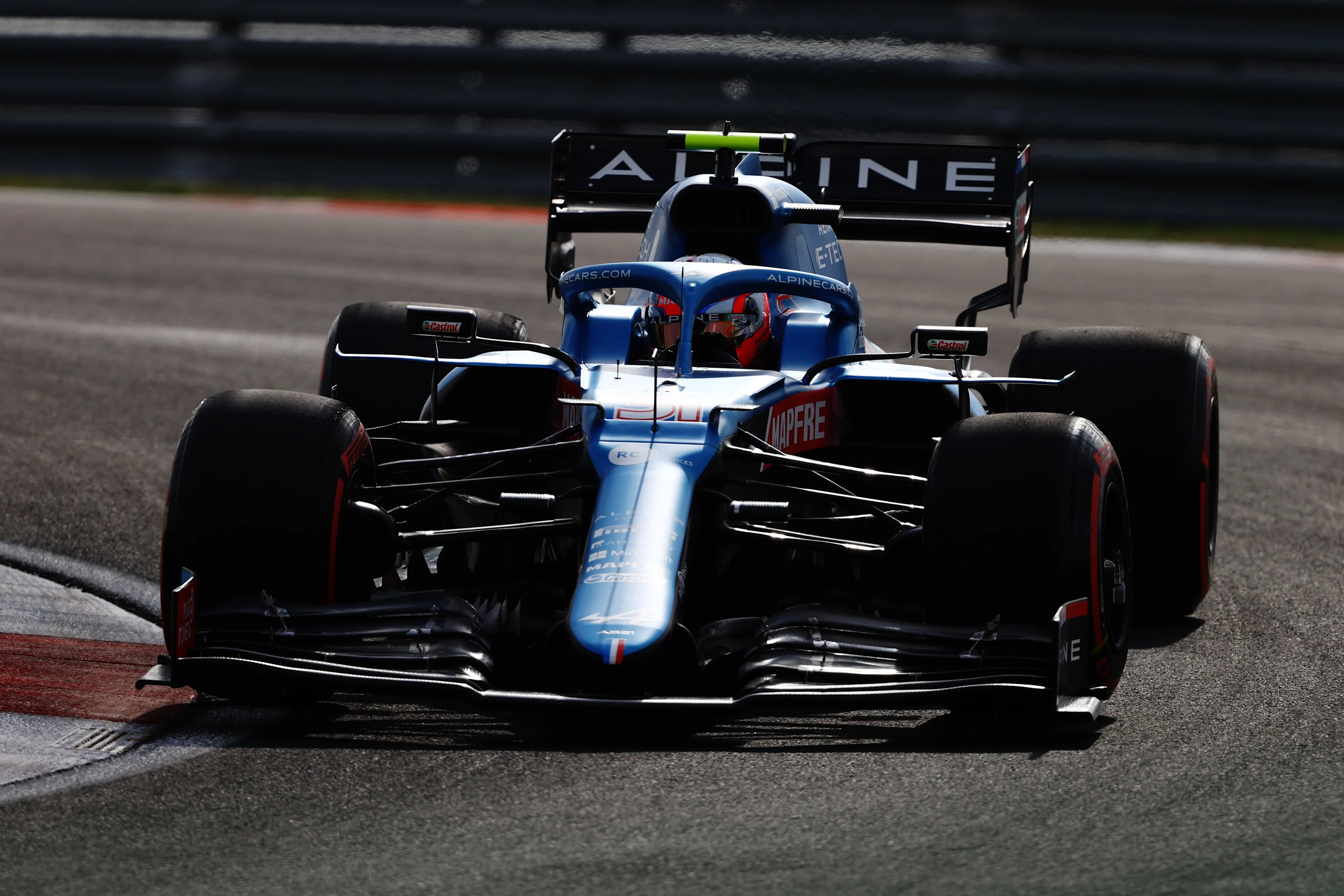 ISTANBUL, TURKEY - OCTOBER 08: Esteban Ocon of France driving the (31) Alpine A521 Renault during practice ahead of the F1 Grand Prix of Turkey at Intercity Istanbul Park on October 08, 2021 in Istanbul, Turkey. (Photo by Bryn Lennon/Getty Images)