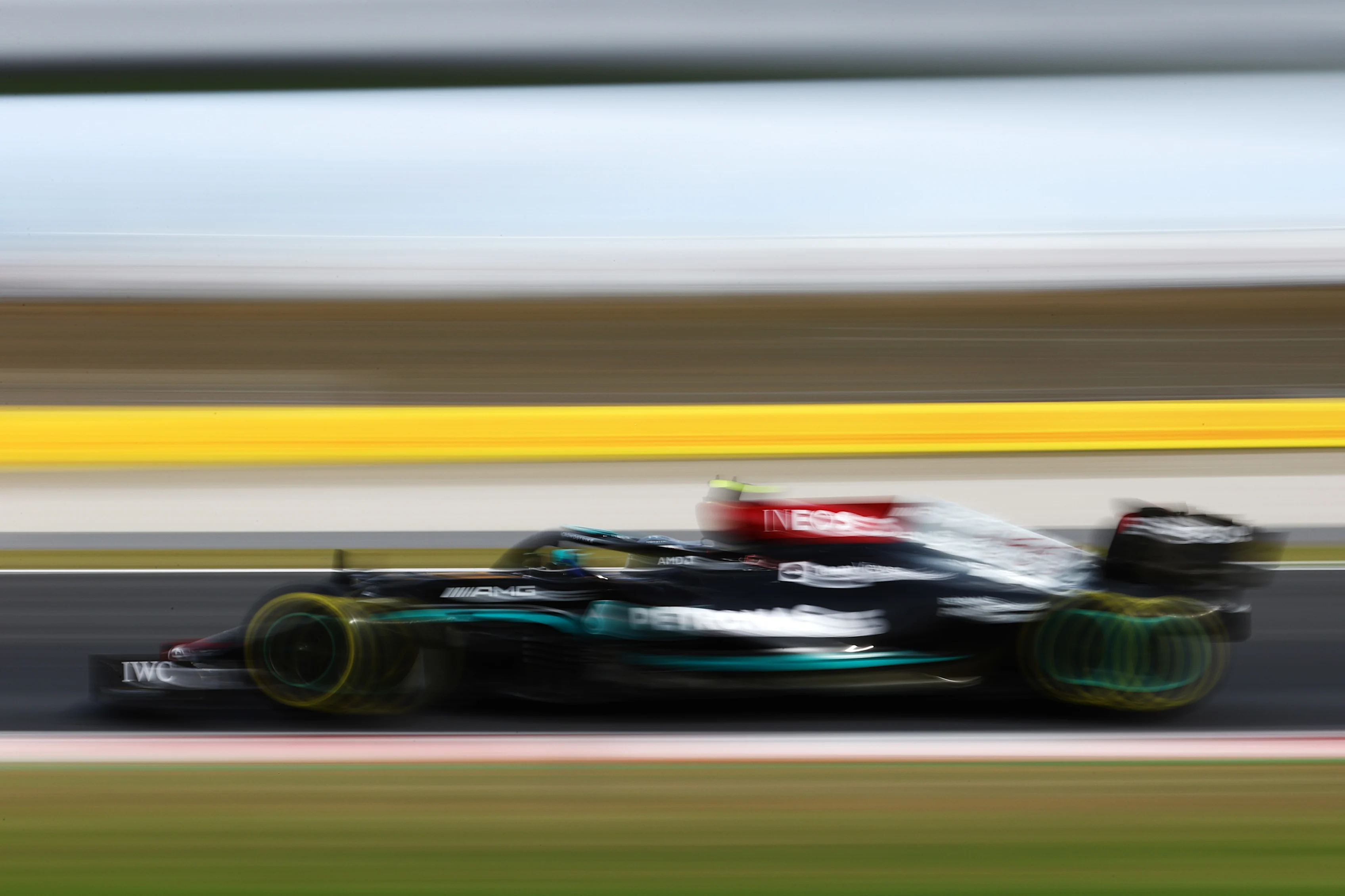 ISTANBUL, TURKEY - OCTOBER 08: Valtteri Bottas of Finland driving the (77) Mercedes AMG Petronas F1 Team Mercedes W12 during practice ahead of the F1 Grand Prix of Turkey at Intercity Istanbul Park on October 08, 2021 in Istanbul, Turkey. (Photo by Bryn Lennon/Getty Images)