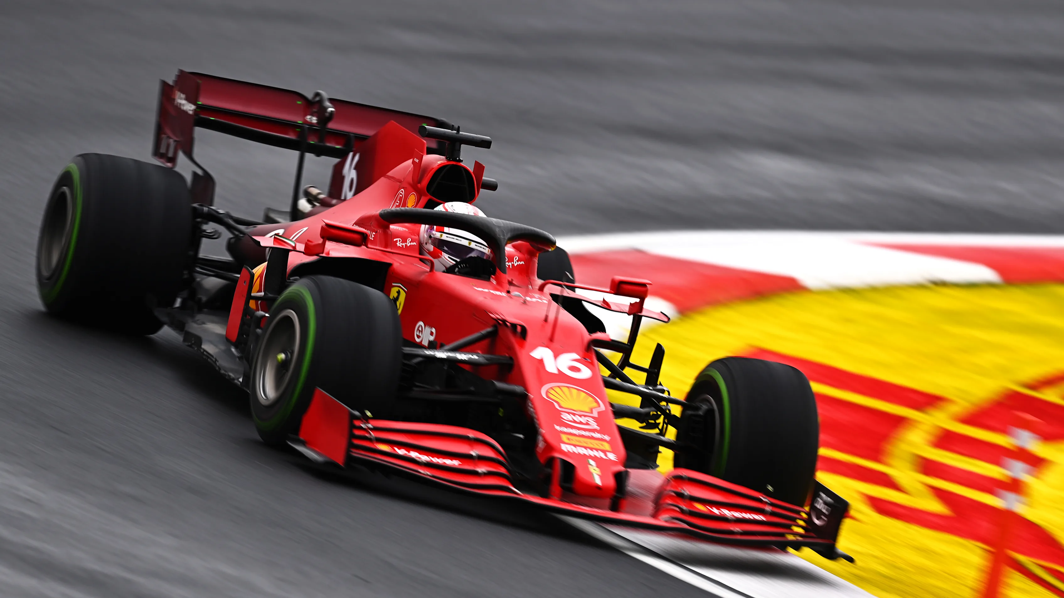 ISTANBUL, TURKEY - OCTOBER 10: Charles Leclerc of Monaco driving the (16) Scuderia Ferrari SF21