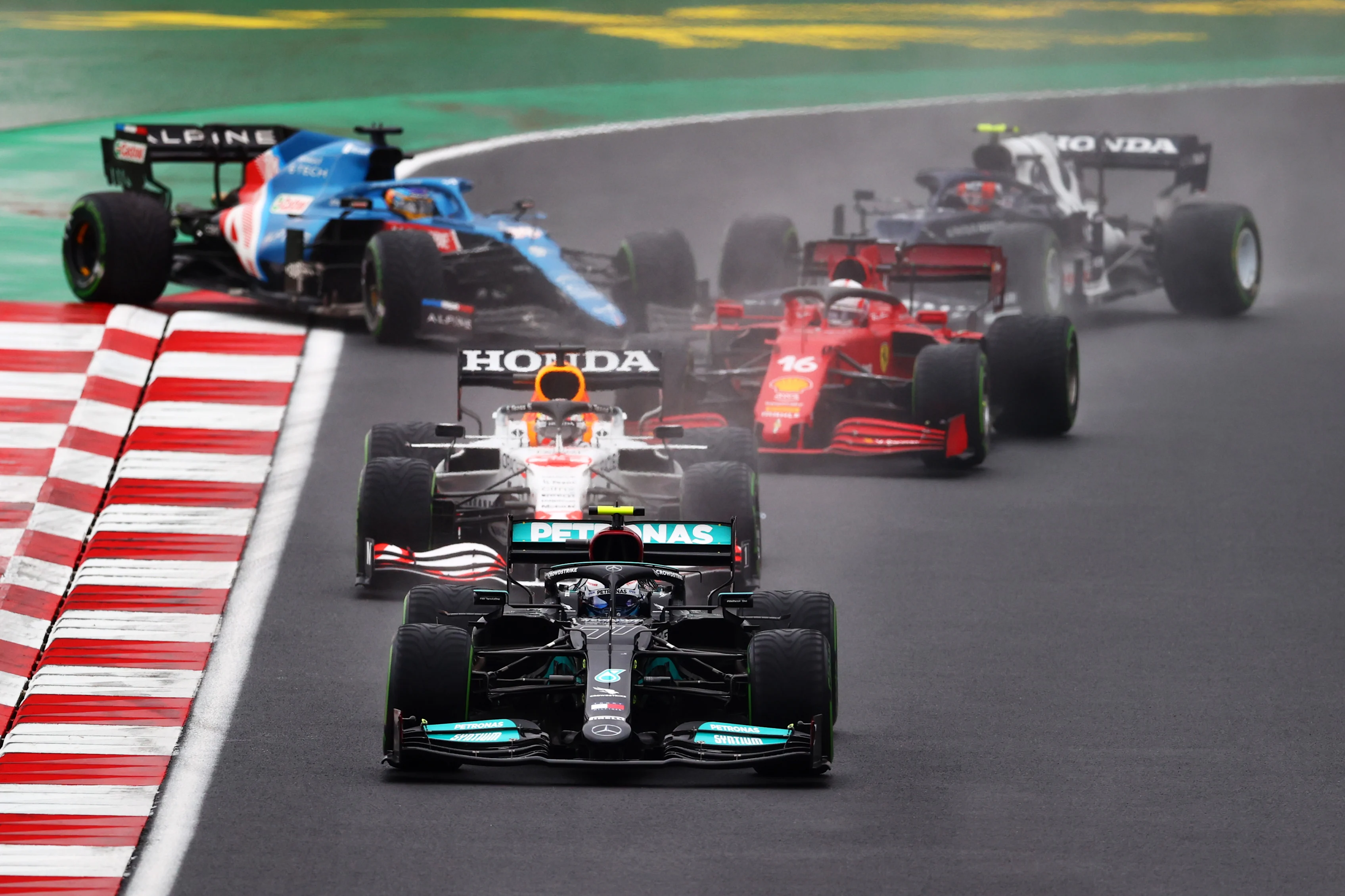 ISTANBUL, TURKEY - OCTOBER 10: Valtteri Bottas of Finland driving the (77) Mercedes AMG Petronas F1