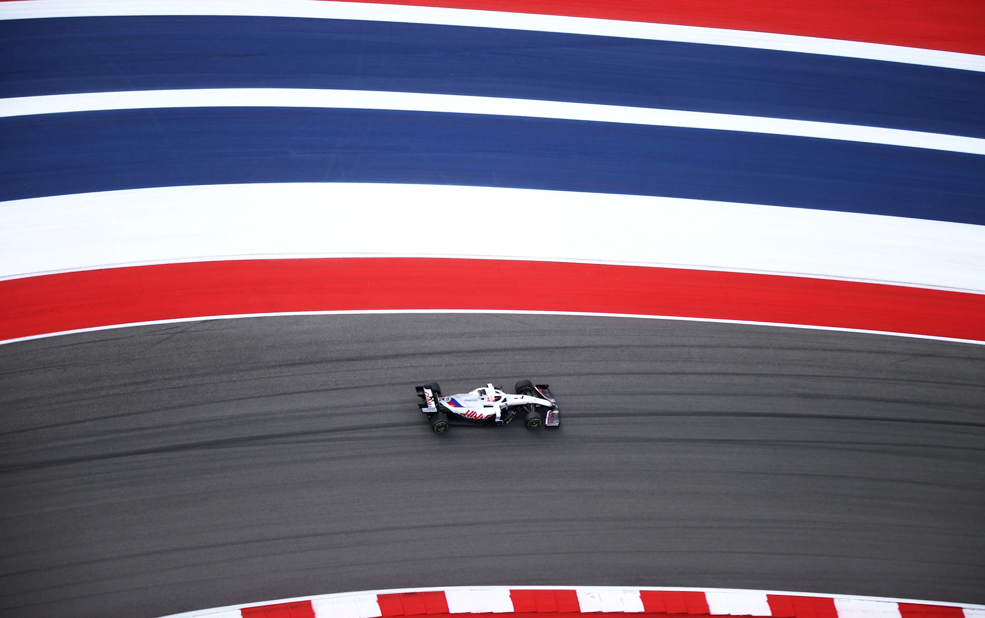 AUSTIN, TEXAS - OCTOBER 22: Nikita Mazepin of Russia driving the (9) Haas F1 Team VF-21 Ferrari during practice ahead of the F1 Grand Prix of USA at Circuit of The Americas on October 22, 2021 in Austin, Texas. (Photo by Chris Graythen/Getty Images)