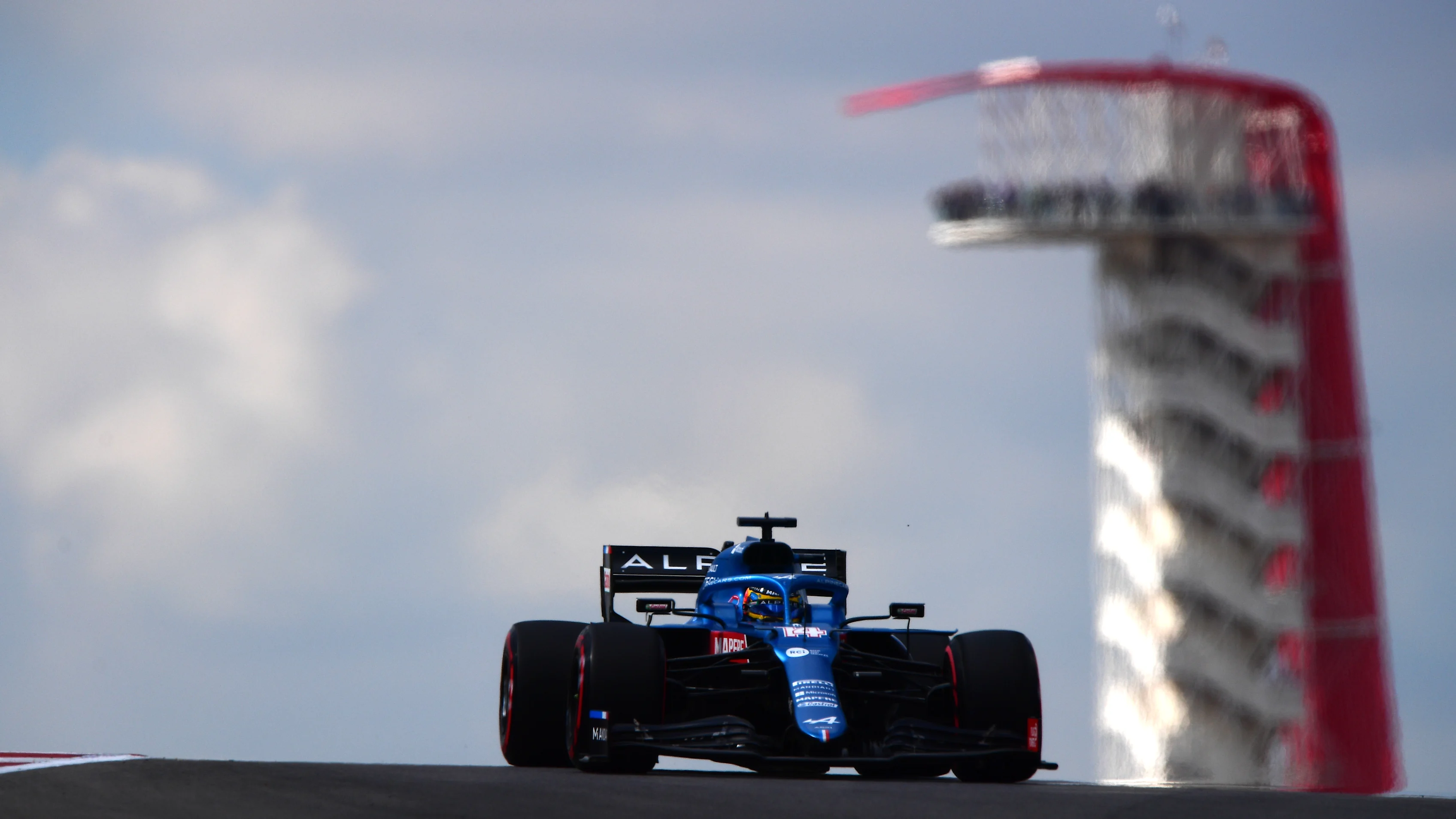 AUSTIN, TEXAS - OCTOBER 22: Fernando Alonso of Spain driving the (14) Alpine A521 Renault during