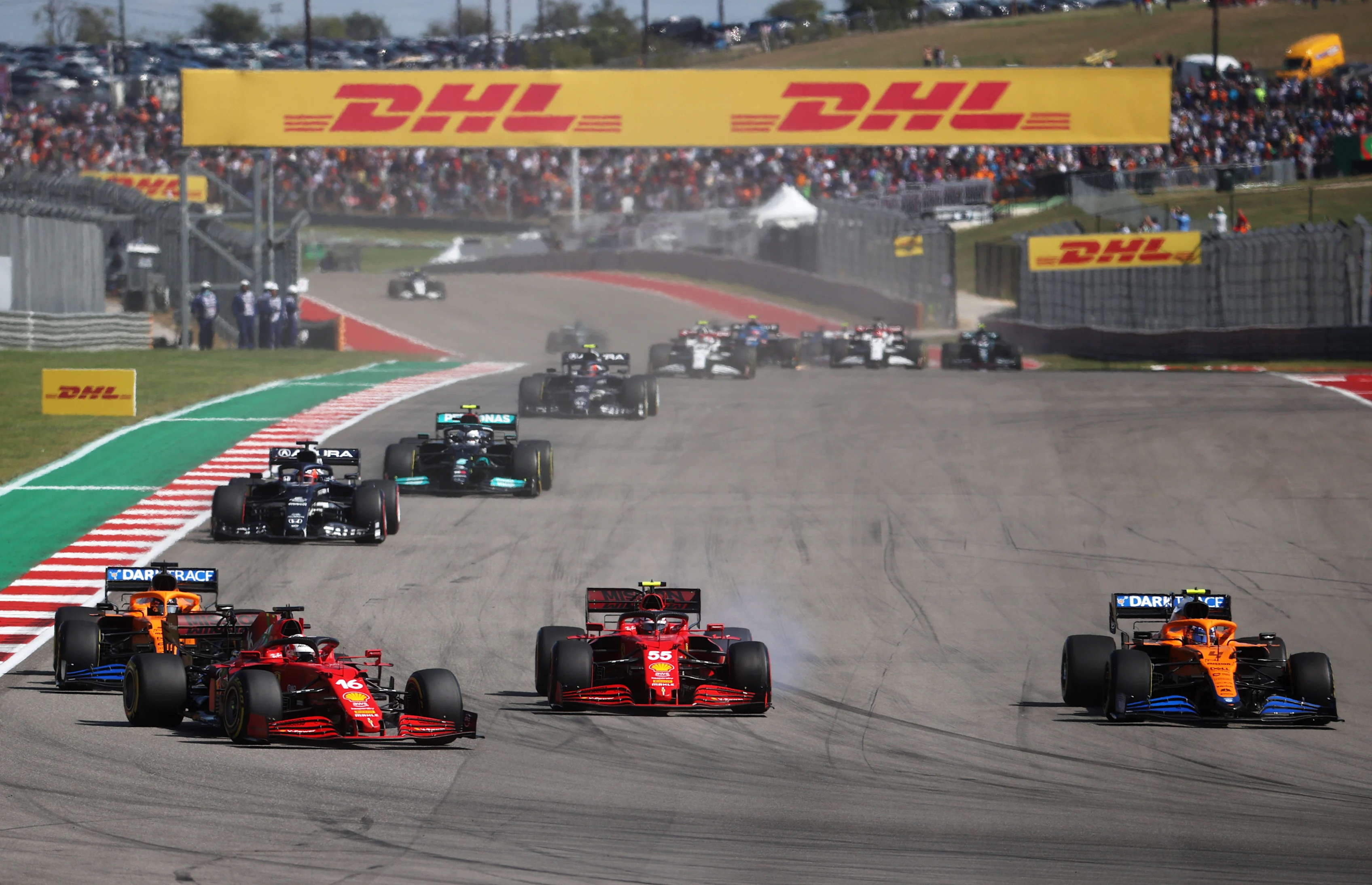 AUSTIN, TEXAS - OCTOBER 24: (L-R) Daniel Ricciardo of Australia driving the (3) McLaren F1 Team