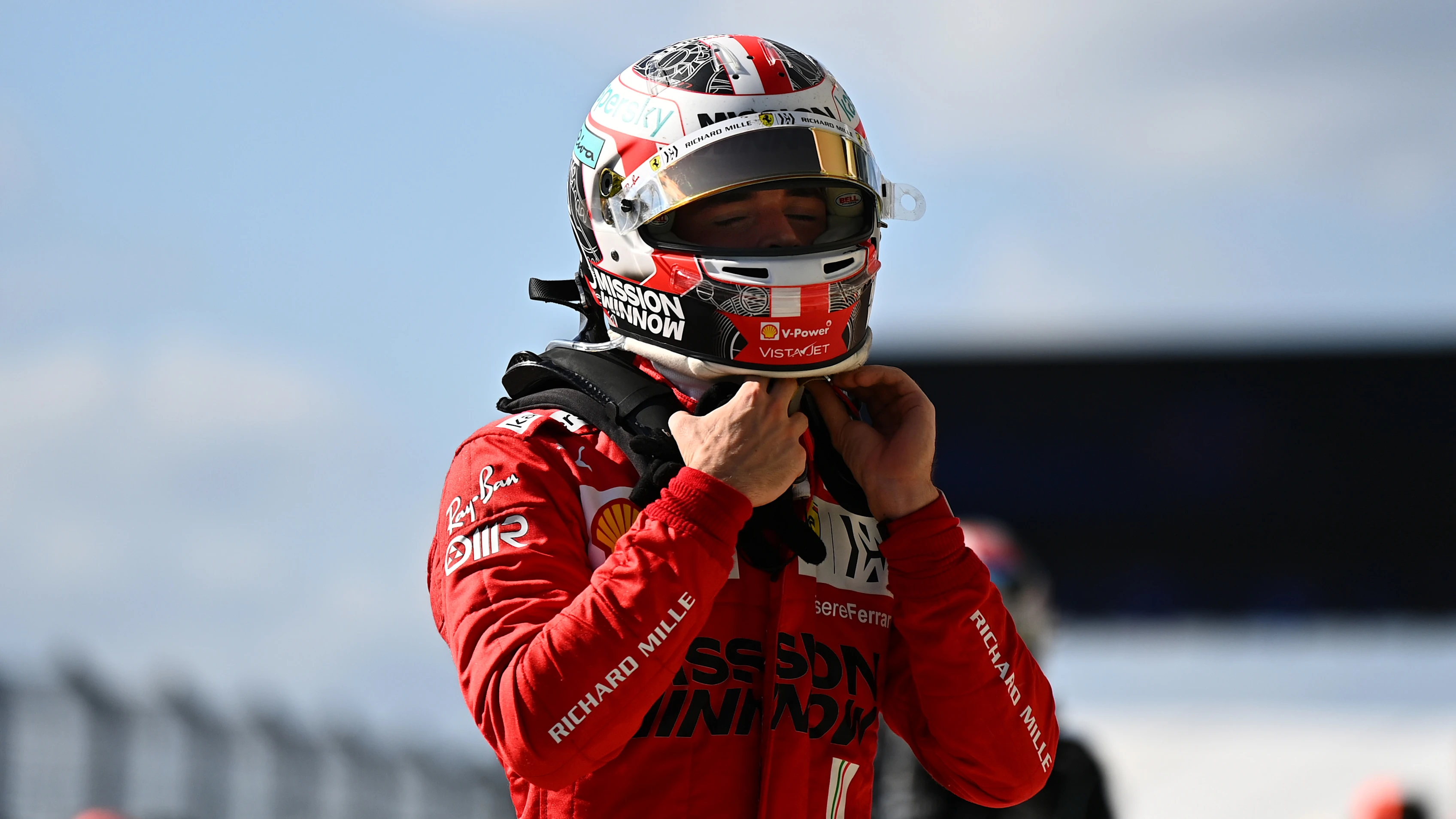 AUSTIN, TEXAS - OCTOBER 24: Charles Leclerc of Monaco and Ferrari looks on from parc ferme during