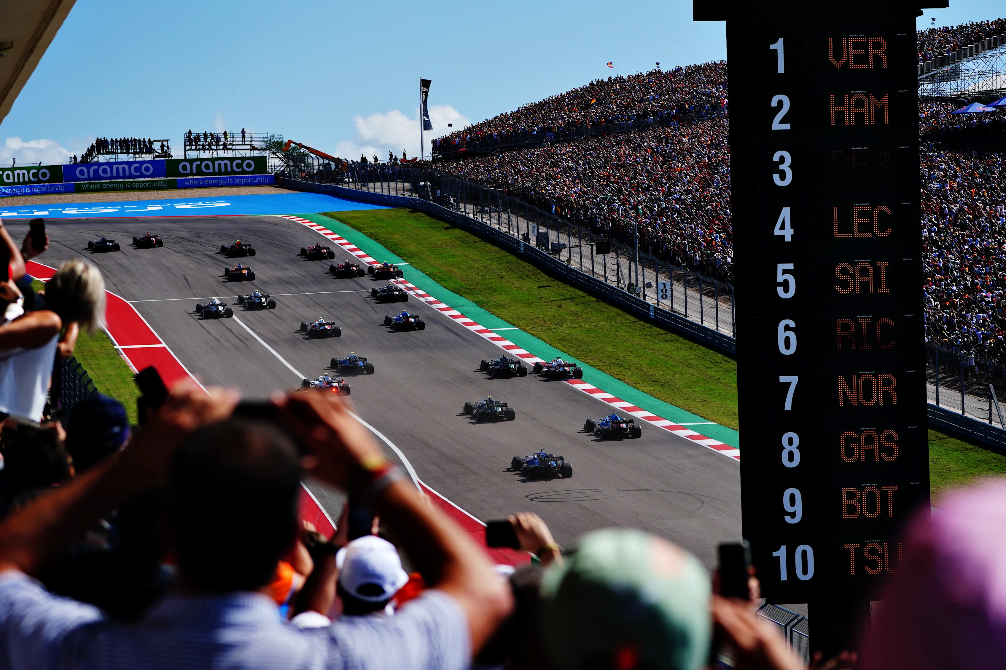 AUSTIN, TEXAS - OCTOBER 24: A rear view of the start during the F1 Grand Prix of USA at Circuit of