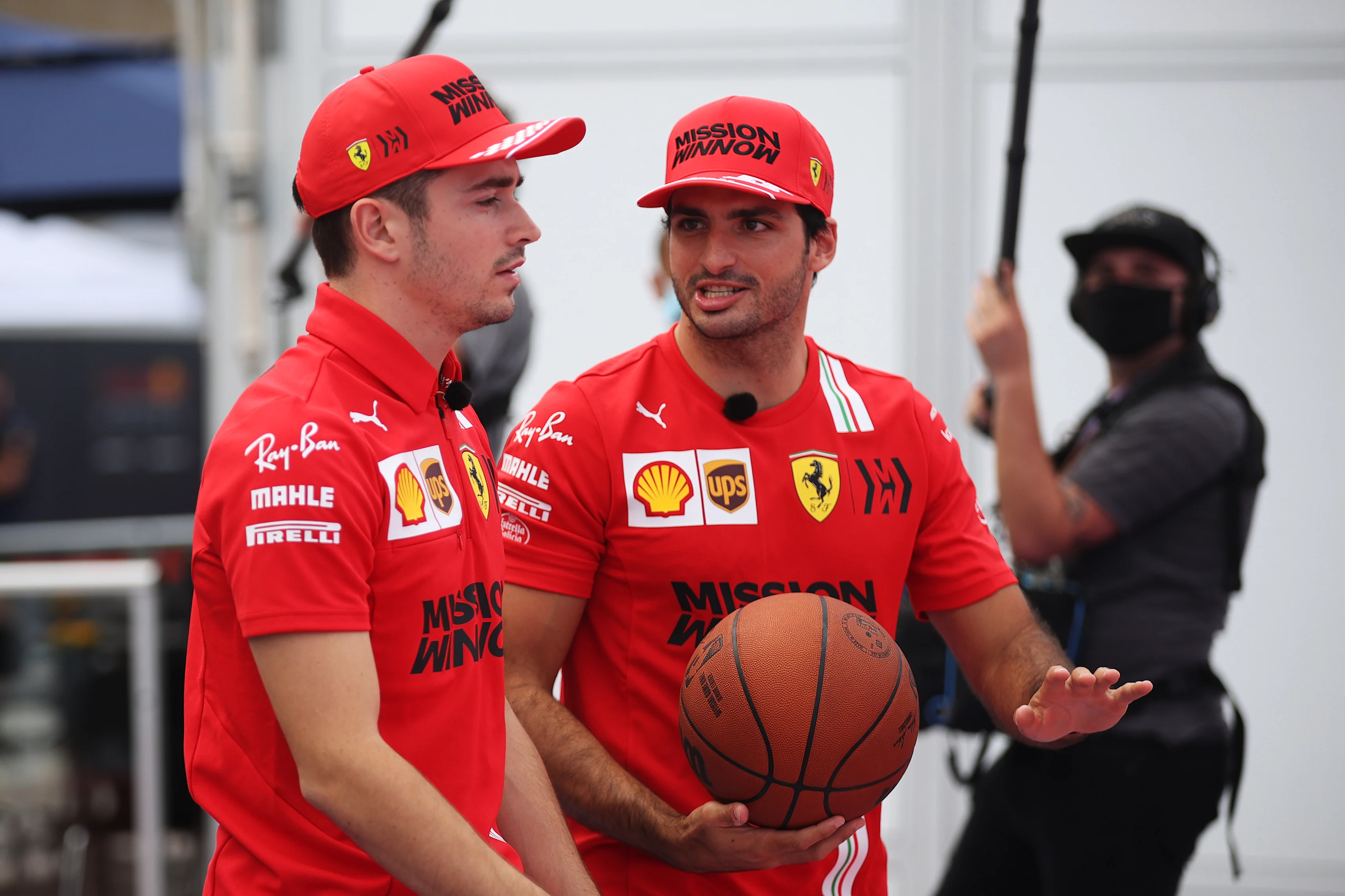AUSTIN, TEXAS - OCTOBER 21: Charles Leclerc of Monaco and Ferrari and Carlos Sainz of Spain and