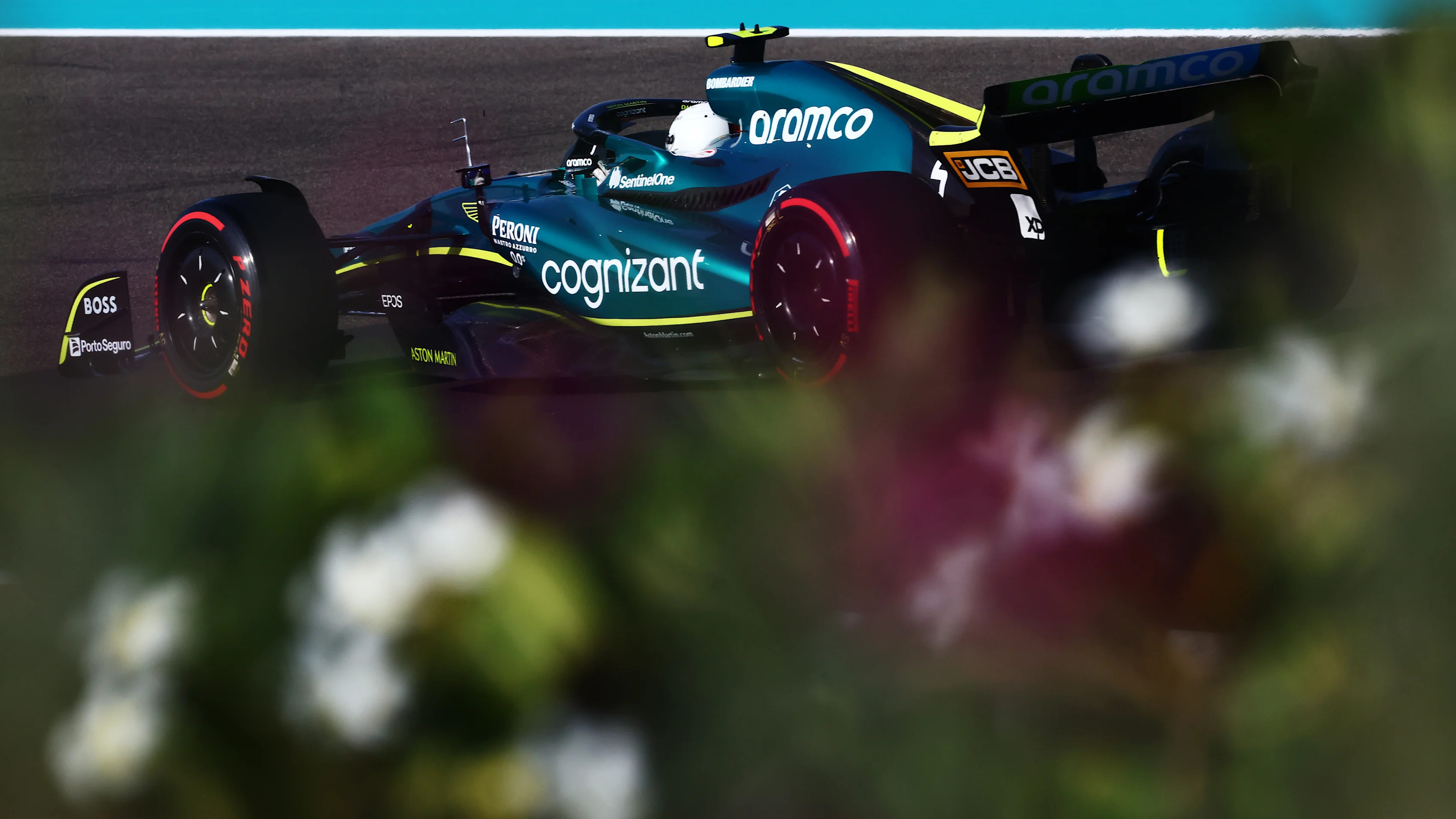 ABU DHABI, UNITED ARAB EMIRATES - NOVEMBER 19: Sebastian Vettel of Germany driving the (5) Aston Martin AMR22 Mercedes on track during final practice ahead of the F1 Grand Prix of Abu Dhabi at Yas Marina Circuit on November 19, 2022 in Abu Dhabi, United Arab Emirates. (Photo by Dan Istitene - Formula 1/Formula 1 via Getty Images)