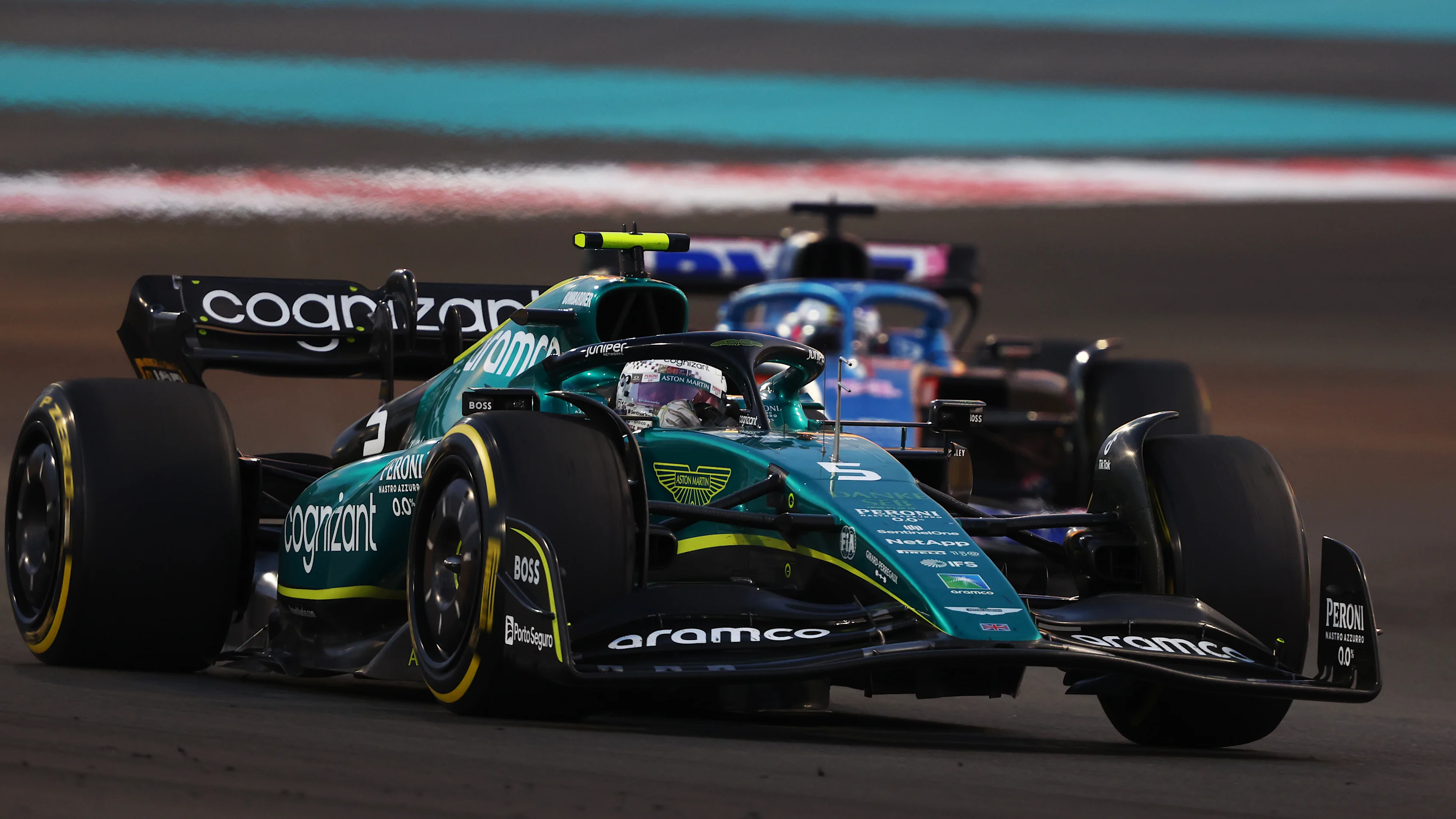 ABU DHABI, UNITED ARAB EMIRATES - NOVEMBER 20: Sebastian Vettel of Germany driving the (5) Aston