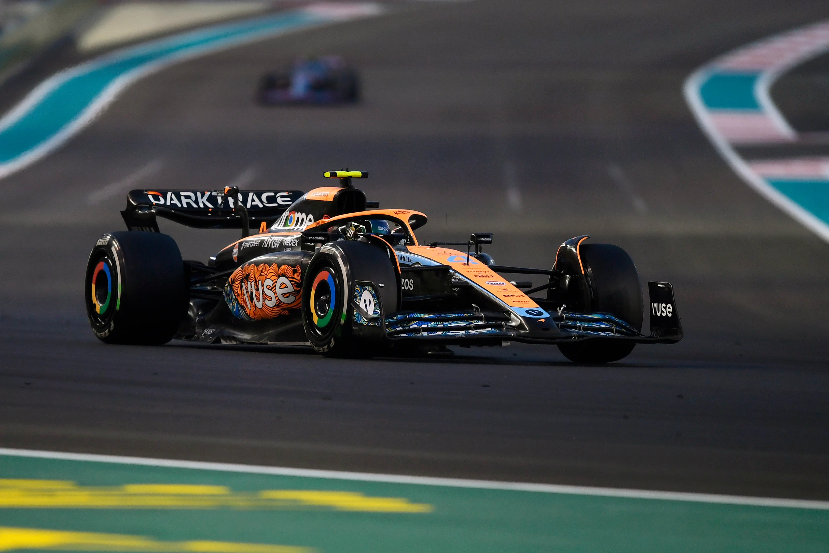 ABU DHABI, UNITED ARAB EMIRATES - NOVEMBER 20: Lando Norris of Great Britain driving the (4) McLaren MCL36 Mercedes on track during the F1 Grand Prix of Abu Dhabi at Yas Marina Circuit on November 20, 2022 in Abu Dhabi, United Arab Emirates. (Photo by Rudy Carezzevoli/Getty Images)
