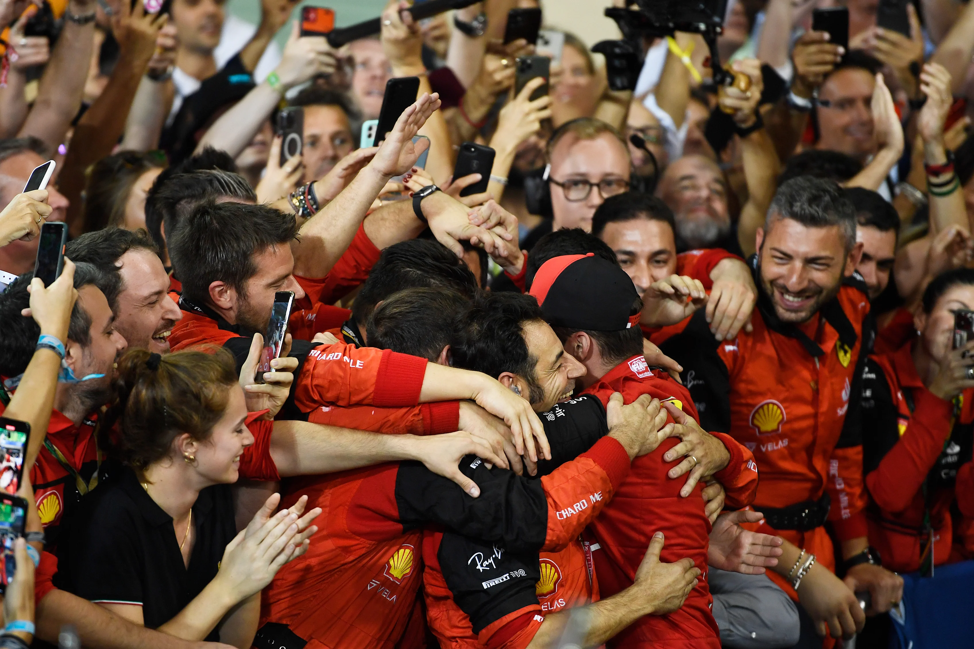 ABU DHABI, UNITED ARAB EMIRATES - NOVEMBER 20: Second placed Charles Leclerc of Monaco and Ferrari