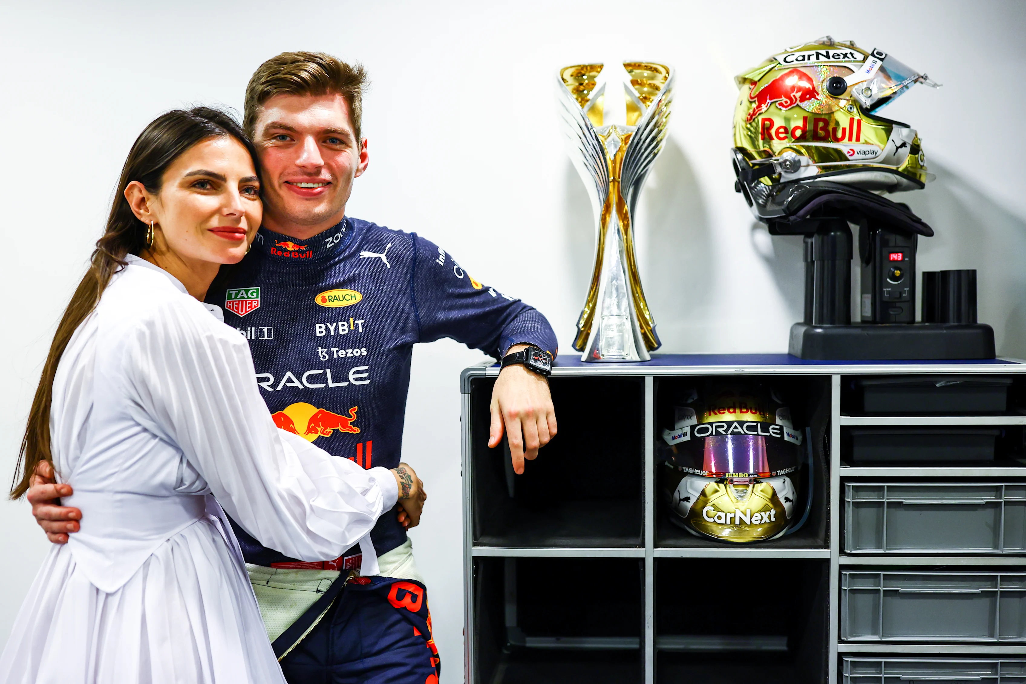 ABU DHABI, UNITED ARAB EMIRATES - NOVEMBER 20: Race winner Max Verstappen of the Netherlands and