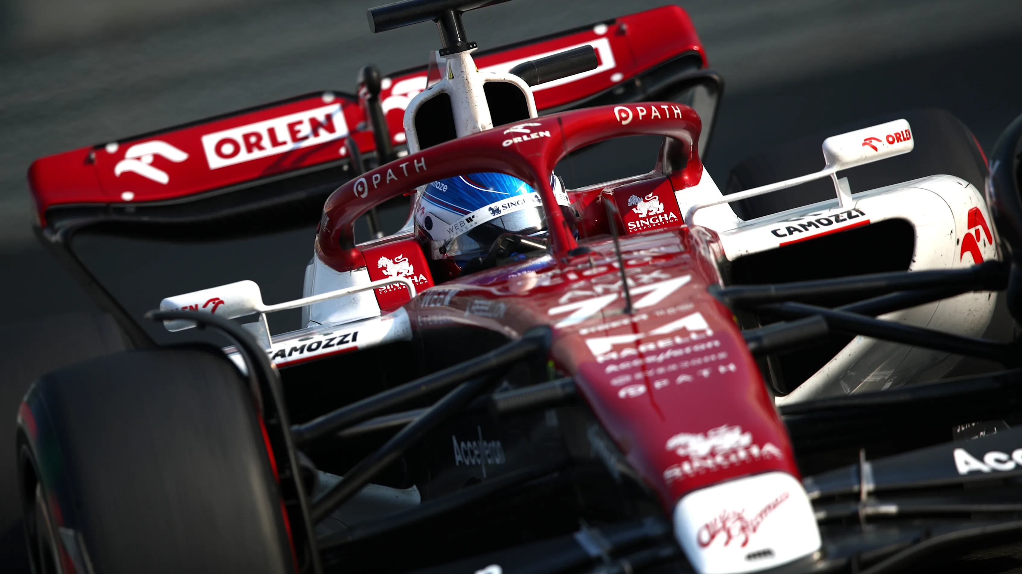 ABU DHABI, UNITED ARAB EMIRATES - NOVEMBER 22: Valtteri Bottas of Finland driving the (77) Alfa