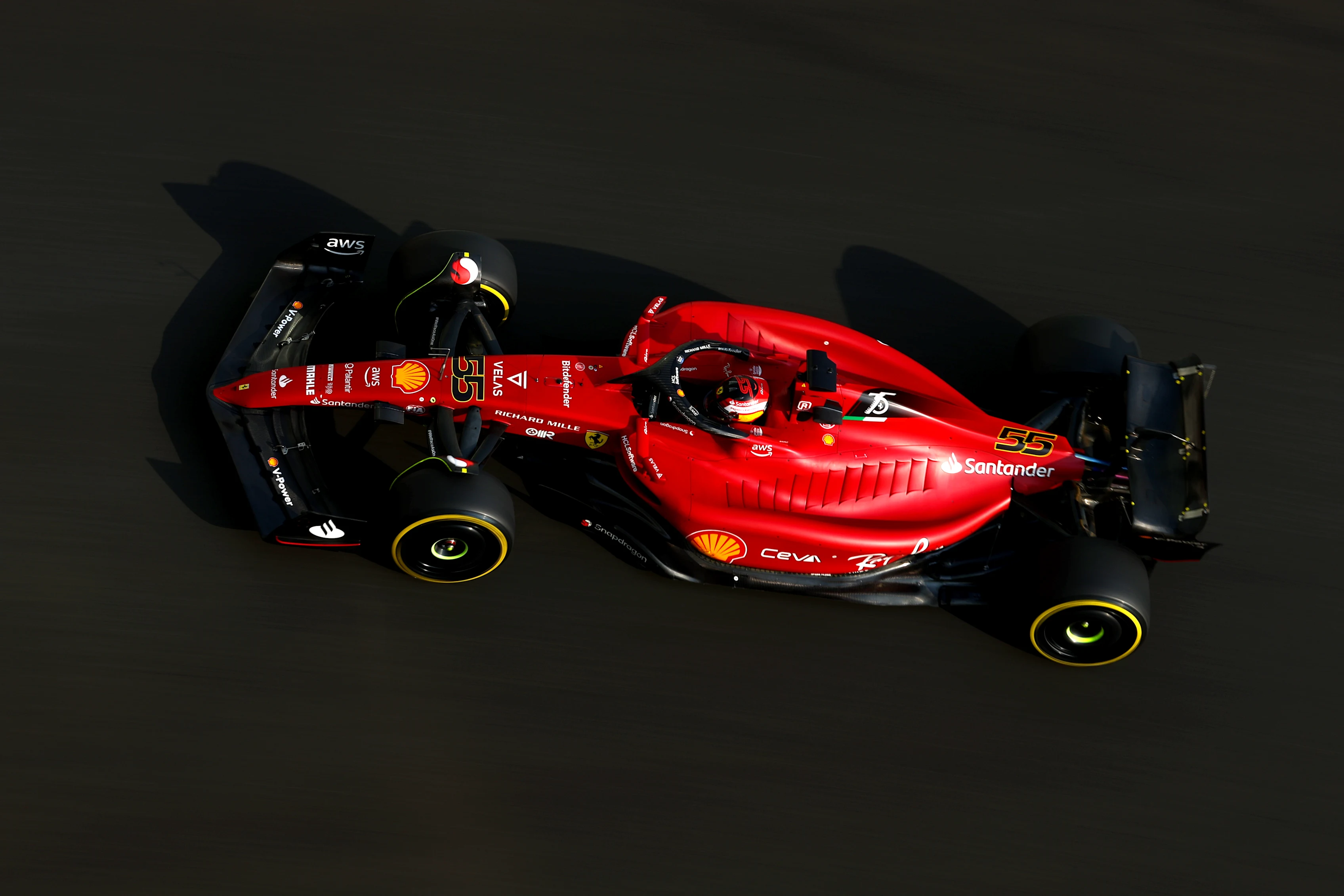 ABU DHABI, UNITED ARAB EMIRATES - NOVEMBER 22: Carlos Sainz of Spain driving (55) the Ferrari F1-75