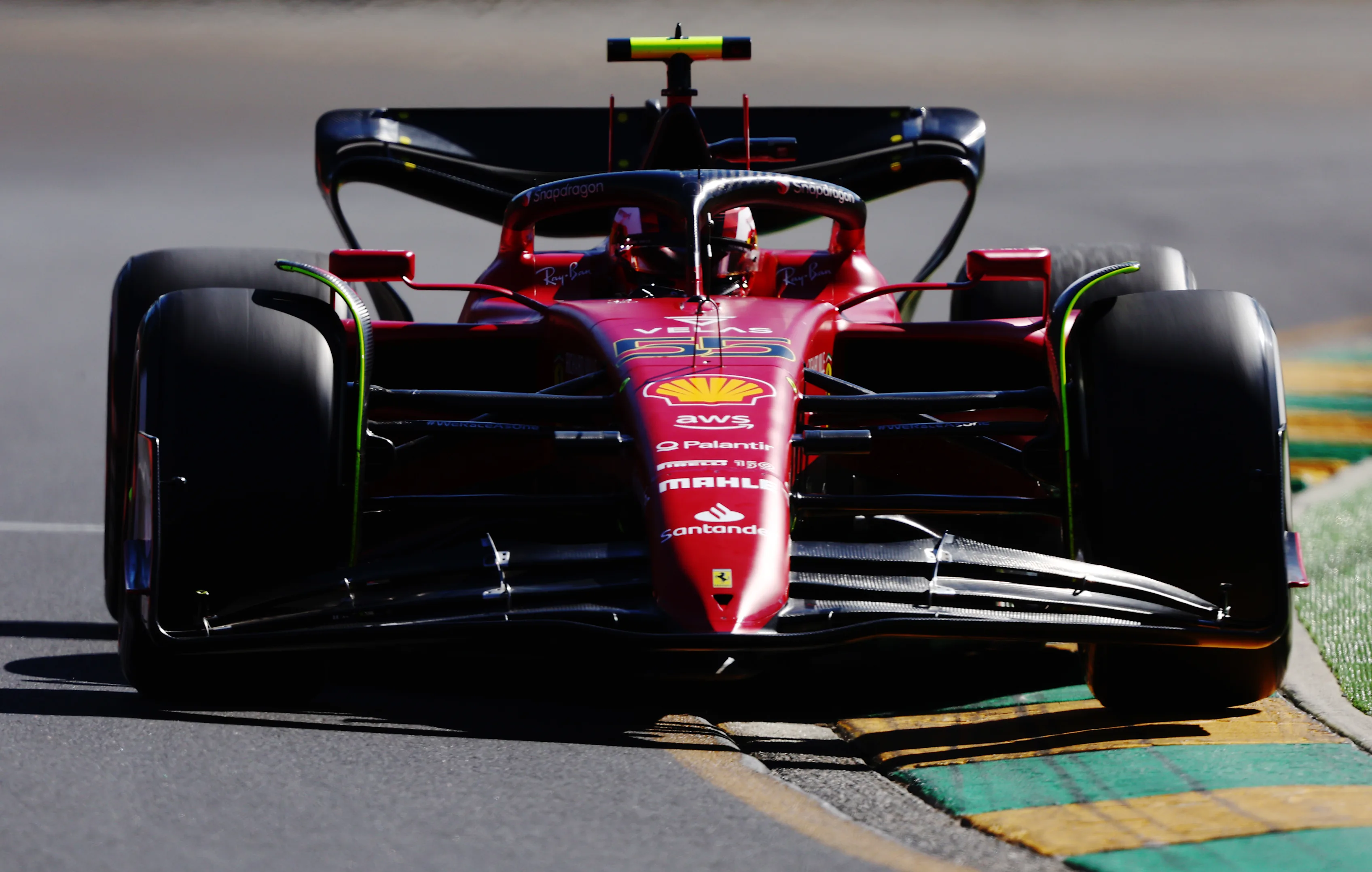 MELBOURNE, AUSTRALIA - APRIL 08: Carlos Sainz of Spain driving (55) the Ferrari F1-75 on track