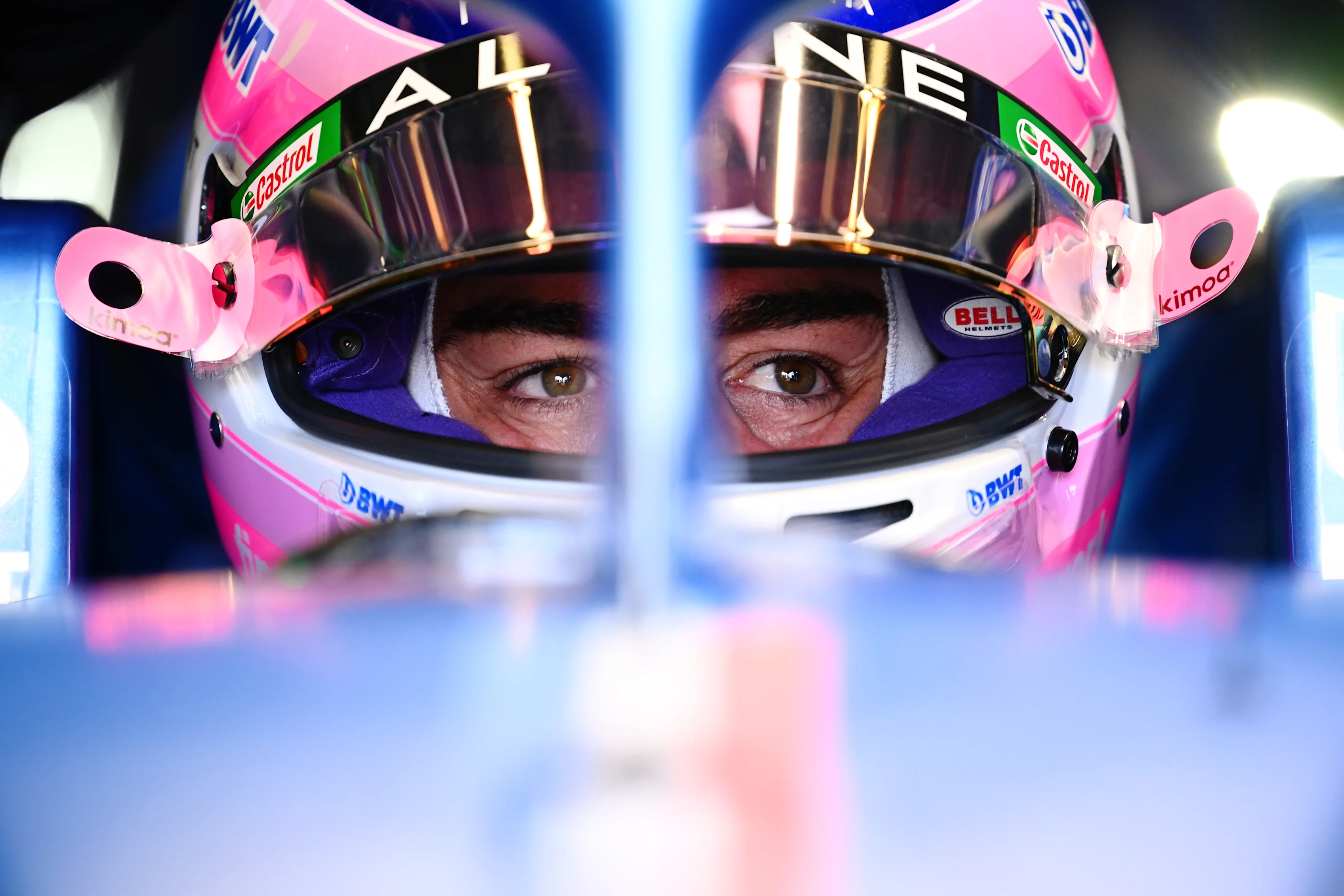 MELBOURNE, AUSTRALIA - APRIL 08: Fernando Alonso of Spain and Alpine F1 prepares to drive in the garage during practice ahead of the F1 Grand Prix of Australia at Melbourne Grand Prix Circuit on April 08, 2022 in Melbourne, Australia. (Photo by Clive Mason/Getty Images)