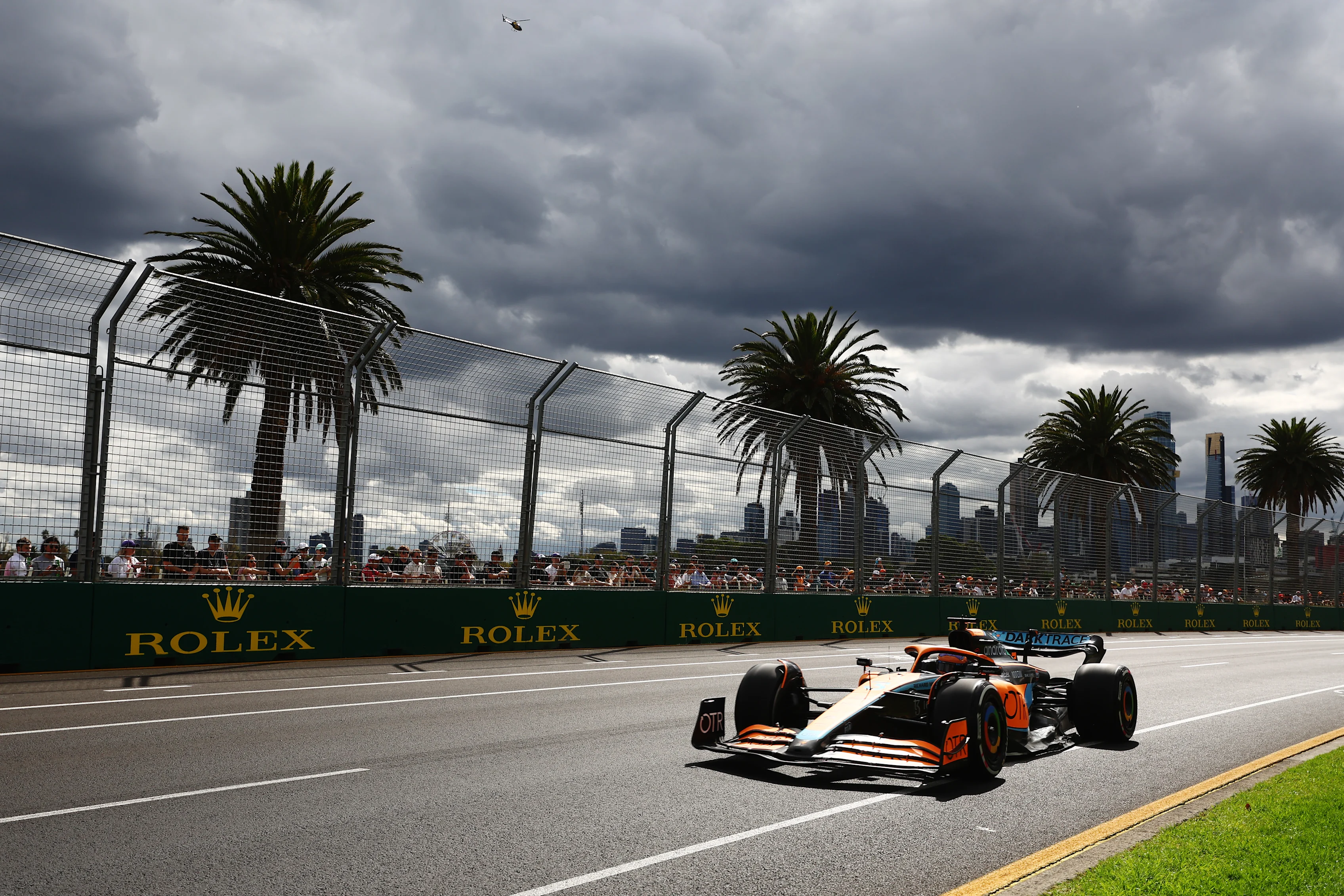 MELBOURNE, AUSTRALIA - APRIL 09: Daniel Ricciardo of Australia driving the (3) McLaren MCL36