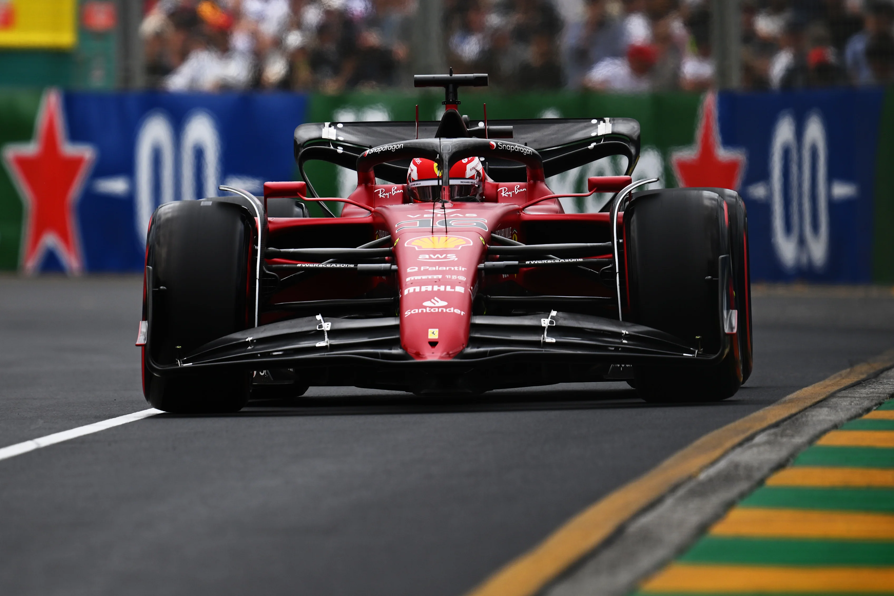 MELBOURNE, AUSTRALIA - APRIL 09: Charles Leclerc of Monaco driving (16) the Ferrari F1-75 on track