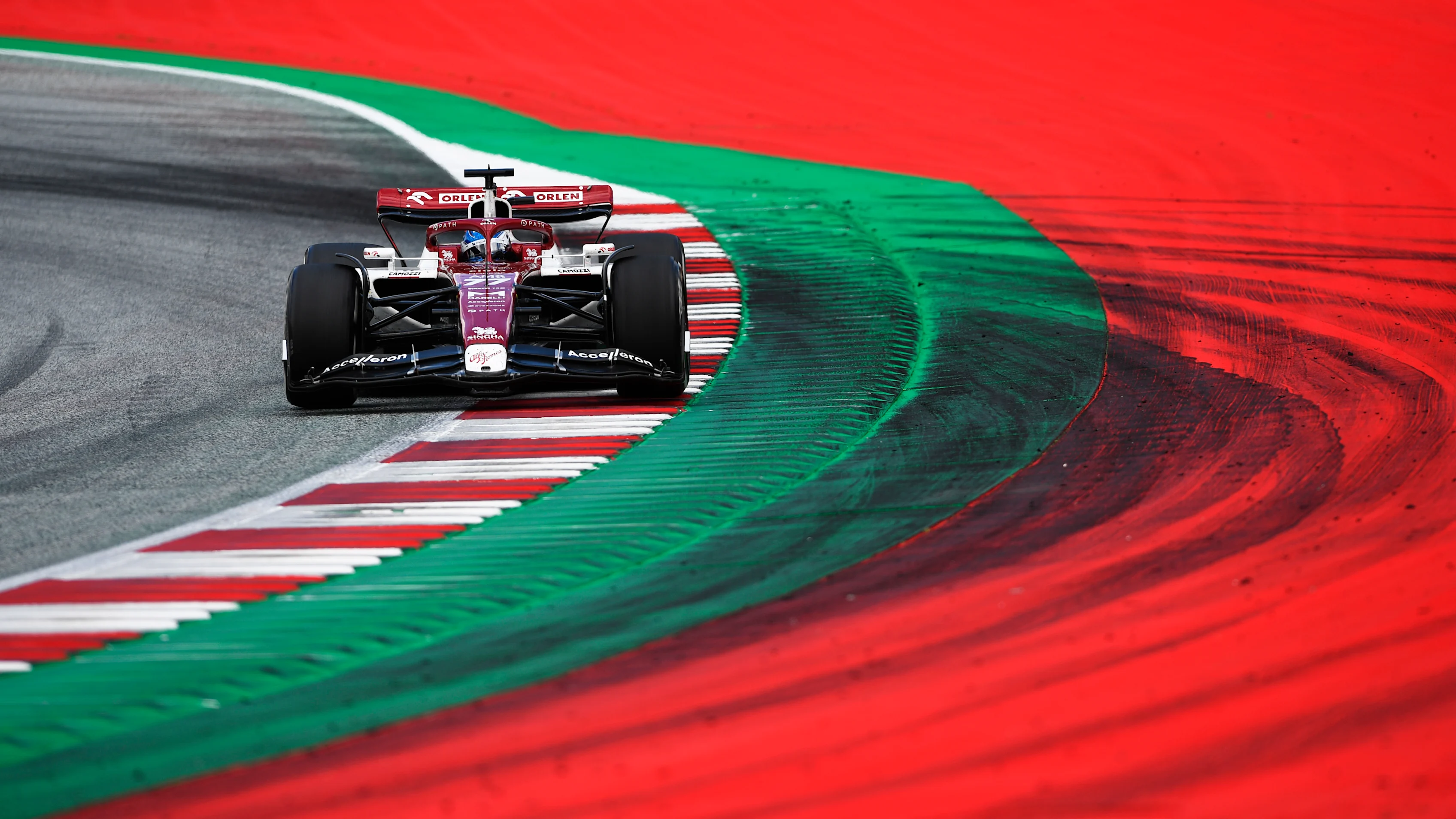 SPIELBERG, AUSTRIA - JULY 10: Valtteri Bottas of Finland driving the (77) Alfa Romeo F1 C42 Ferrari