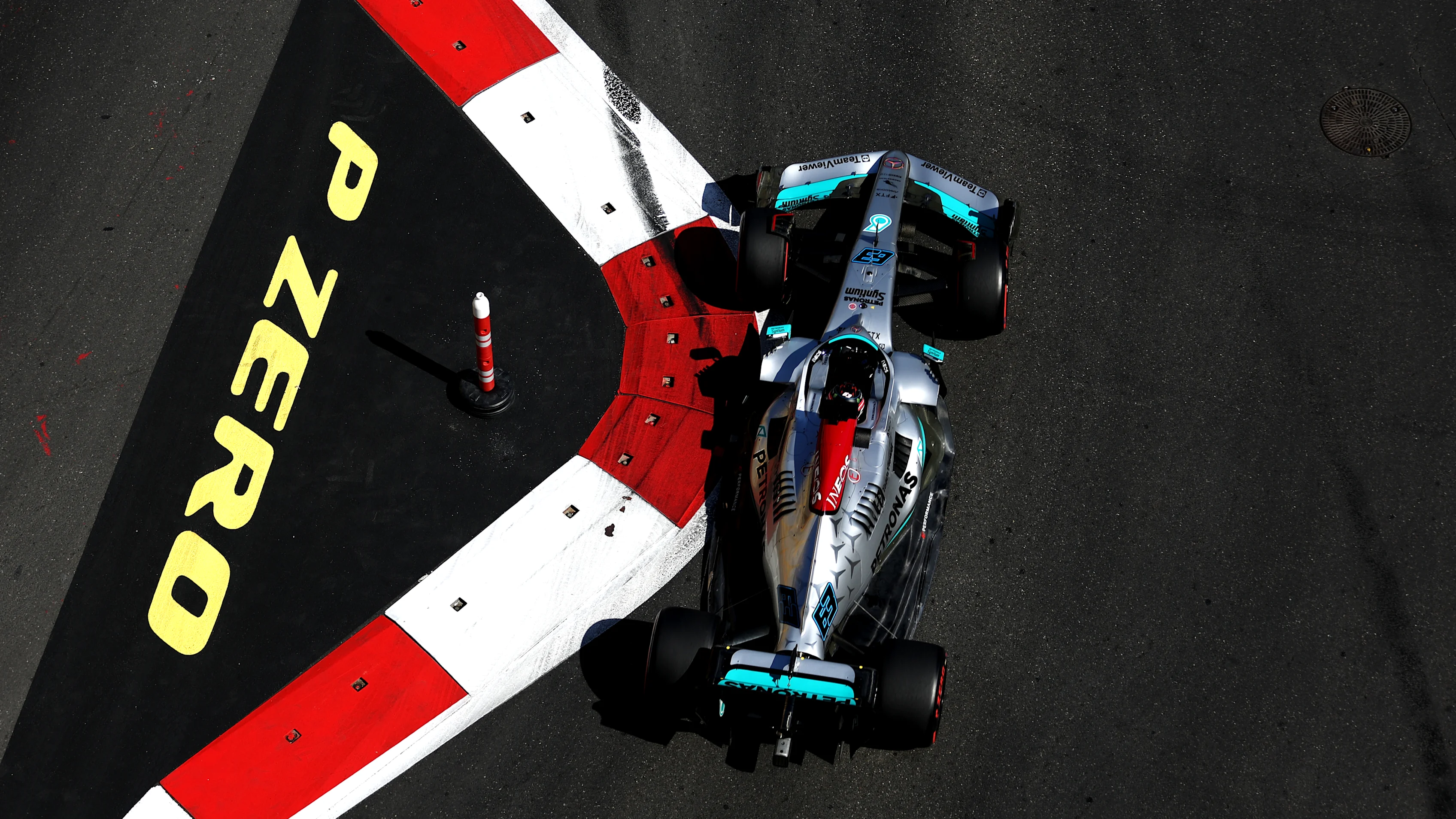 BAKU, AZERBAIJAN - JUNE 11: George Russell of Great Britain driving the (63) Mercedes AMG Petronas