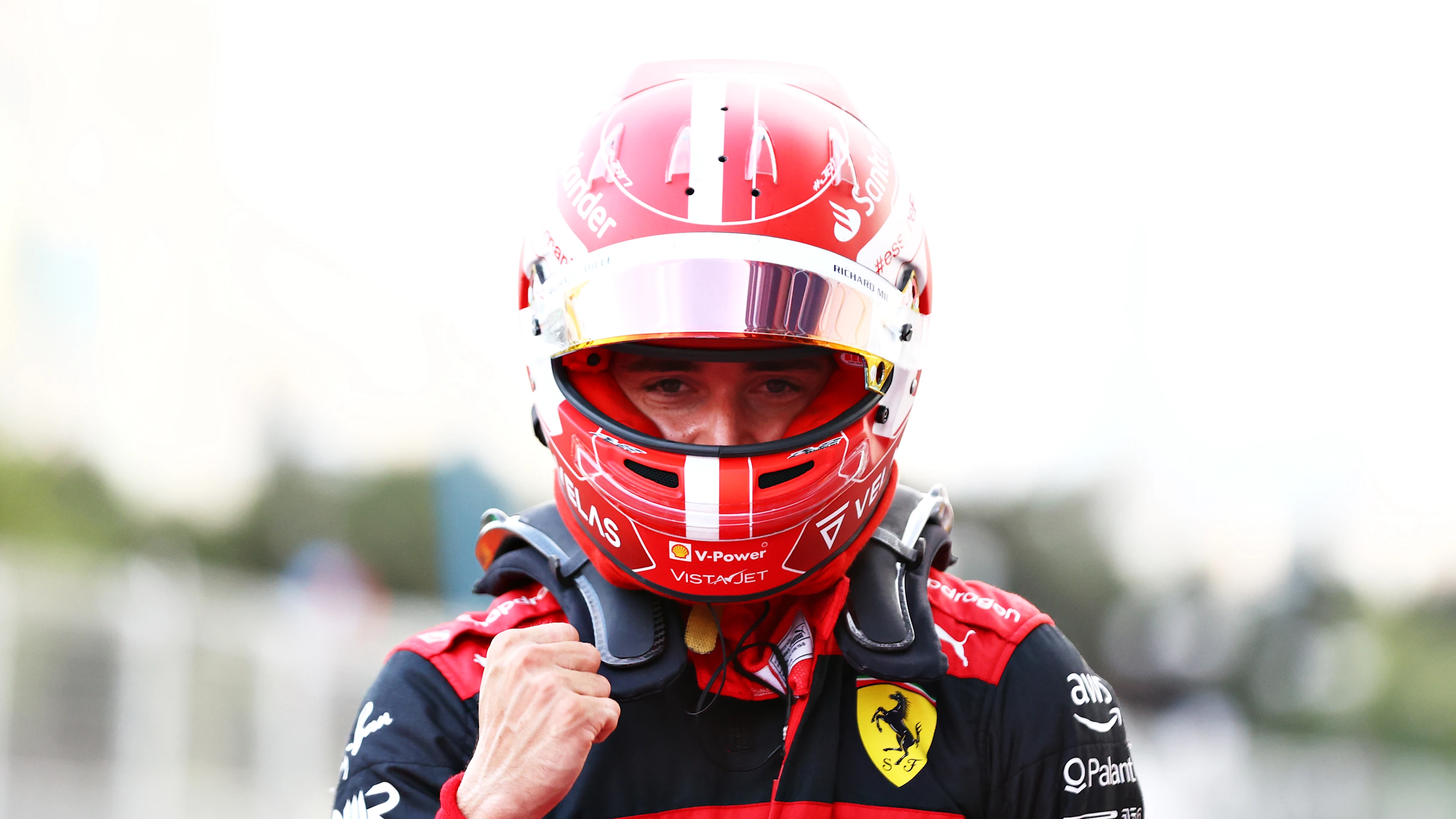 BAKU, AZERBAIJAN - JUNE 11: Pole position qualifier Charles Leclerc of Monaco and Ferrari