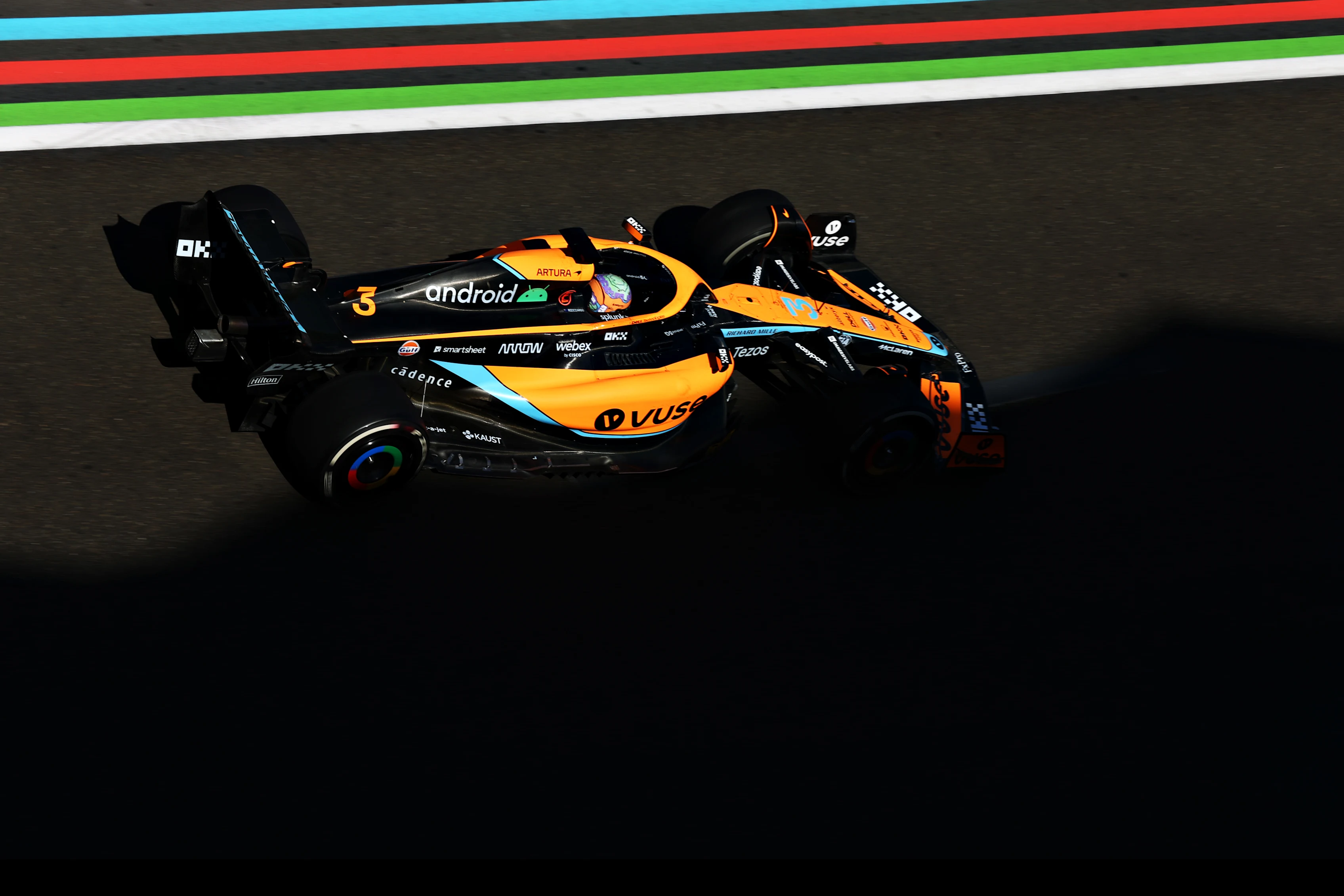 BAKU, AZERBAIJAN - JUNE 12: Daniel Ricciardo of Australia driving the (3) McLaren MCL36 Mercedes on track during the F1 Grand Prix of Azerbaijan at Baku City Circuit on June 12, 2022 in Baku, Azerbaijan. (Photo by Clive Rose/Getty Images)