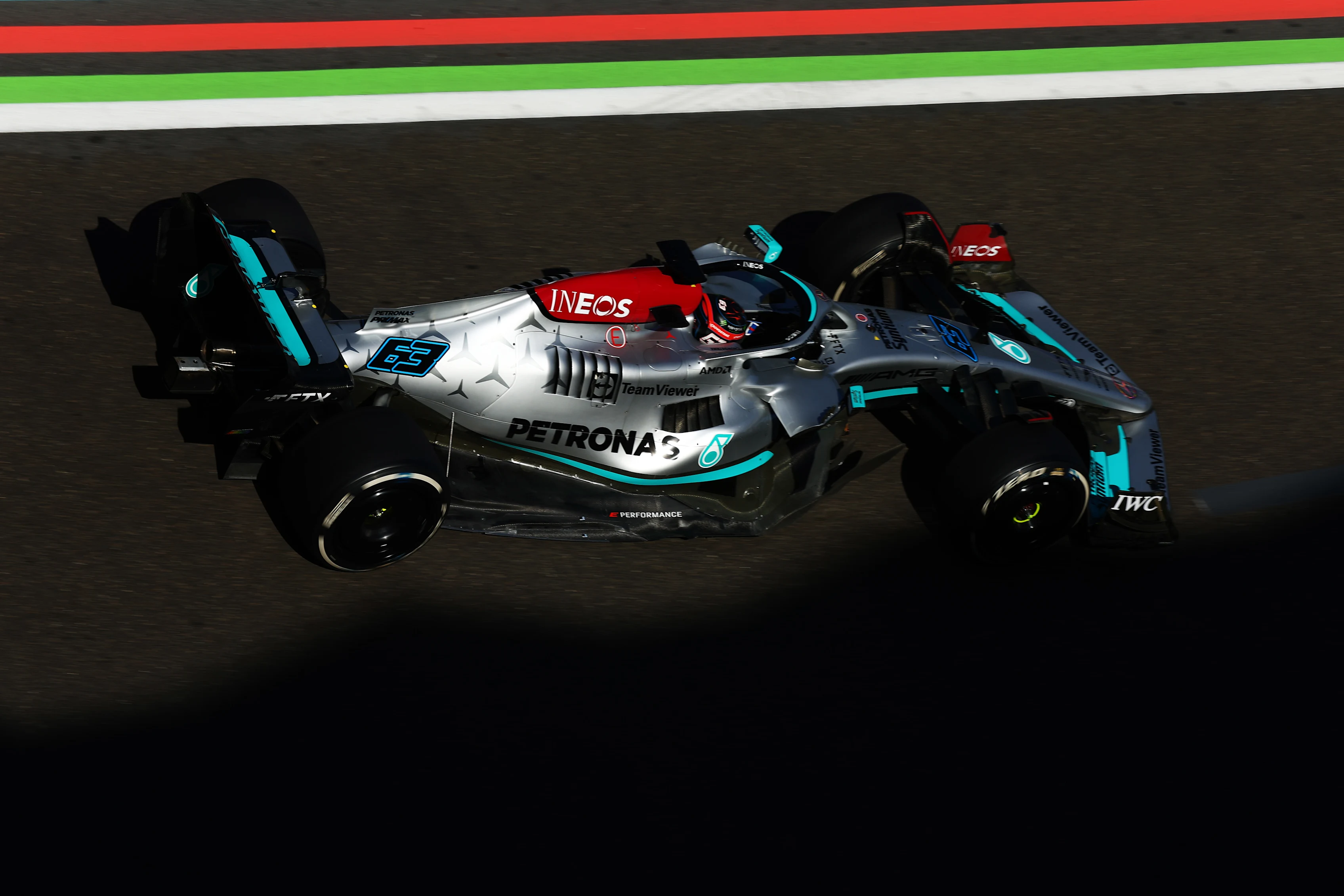 BAKU, AZERBAIJAN - JUNE 12: George Russell of Great Britain driving the (63) Mercedes AMG Petronas