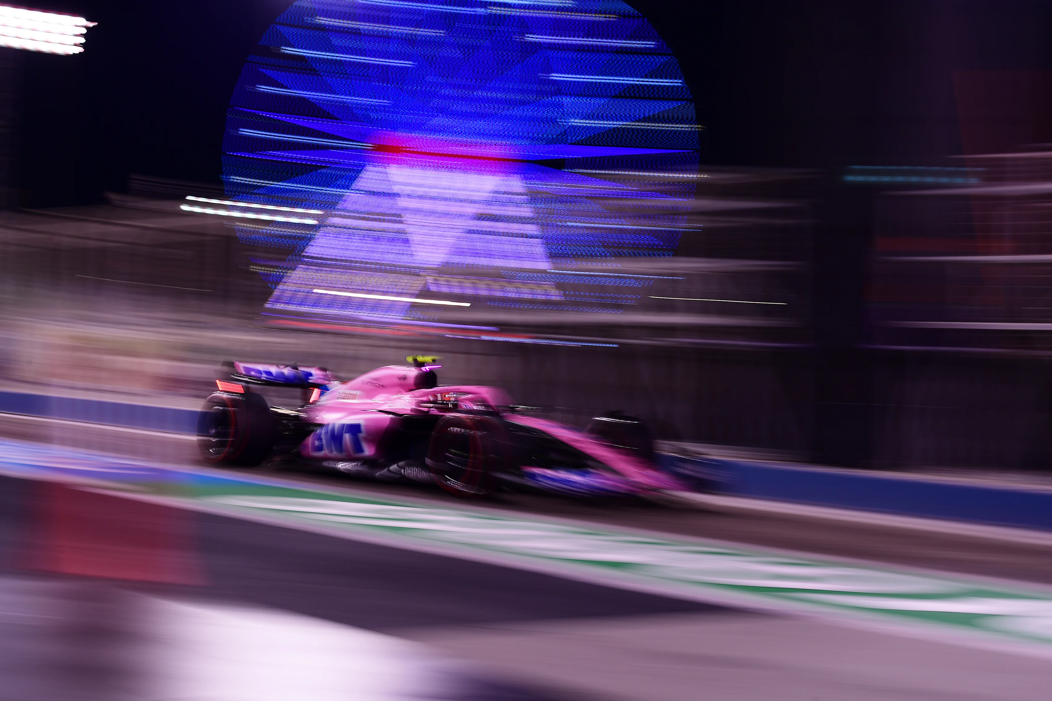 BAHRAIN, BAHRAIN - MARCH 19: Esteban Ocon of France driving the (31) Alpine F1 A522 Renault in the Pitlane during qualifying ahead of the F1 Grand Prix of Bahrain at Bahrain International Circuit on March 19, 2022 in Bahrain, Bahrain. (Photo by Mario Renzi - Formula 1/Formula 1 via Getty Images)