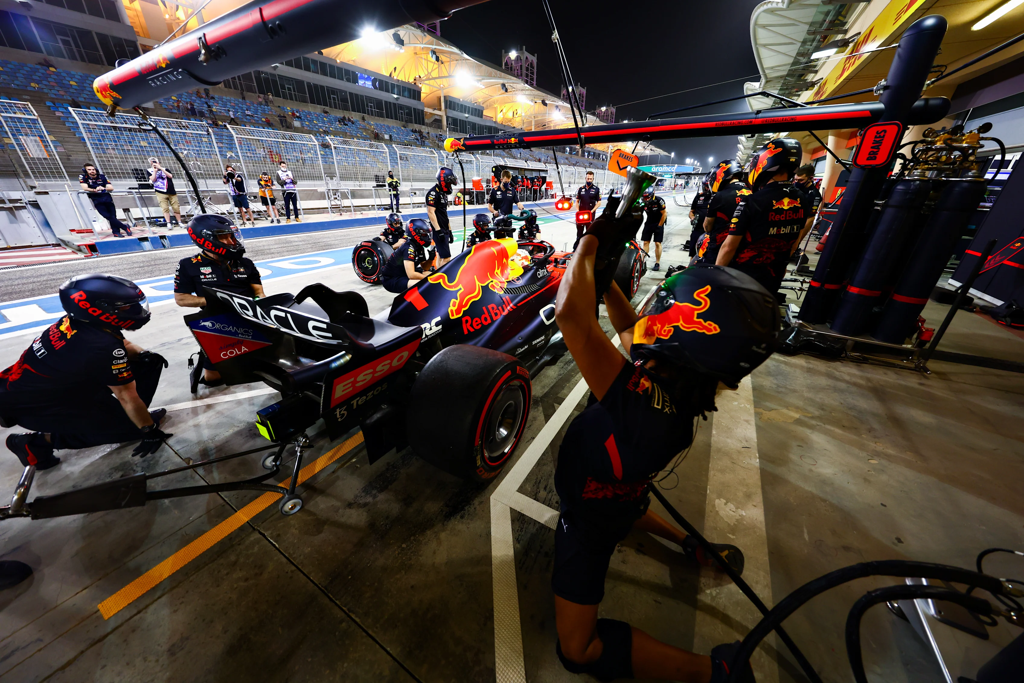 BAHRAIN, BAHRAIN - MARCH 12: Max Verstappen of the Netherlands driving the (1) Oracle Red Bull